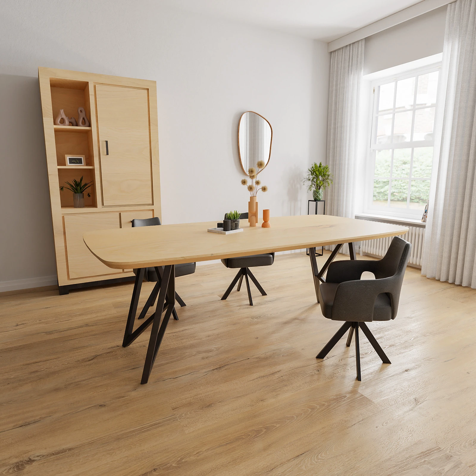 Eettafel Crosse Los - Deens Ovaal Eiken Nature white (220x110cm)