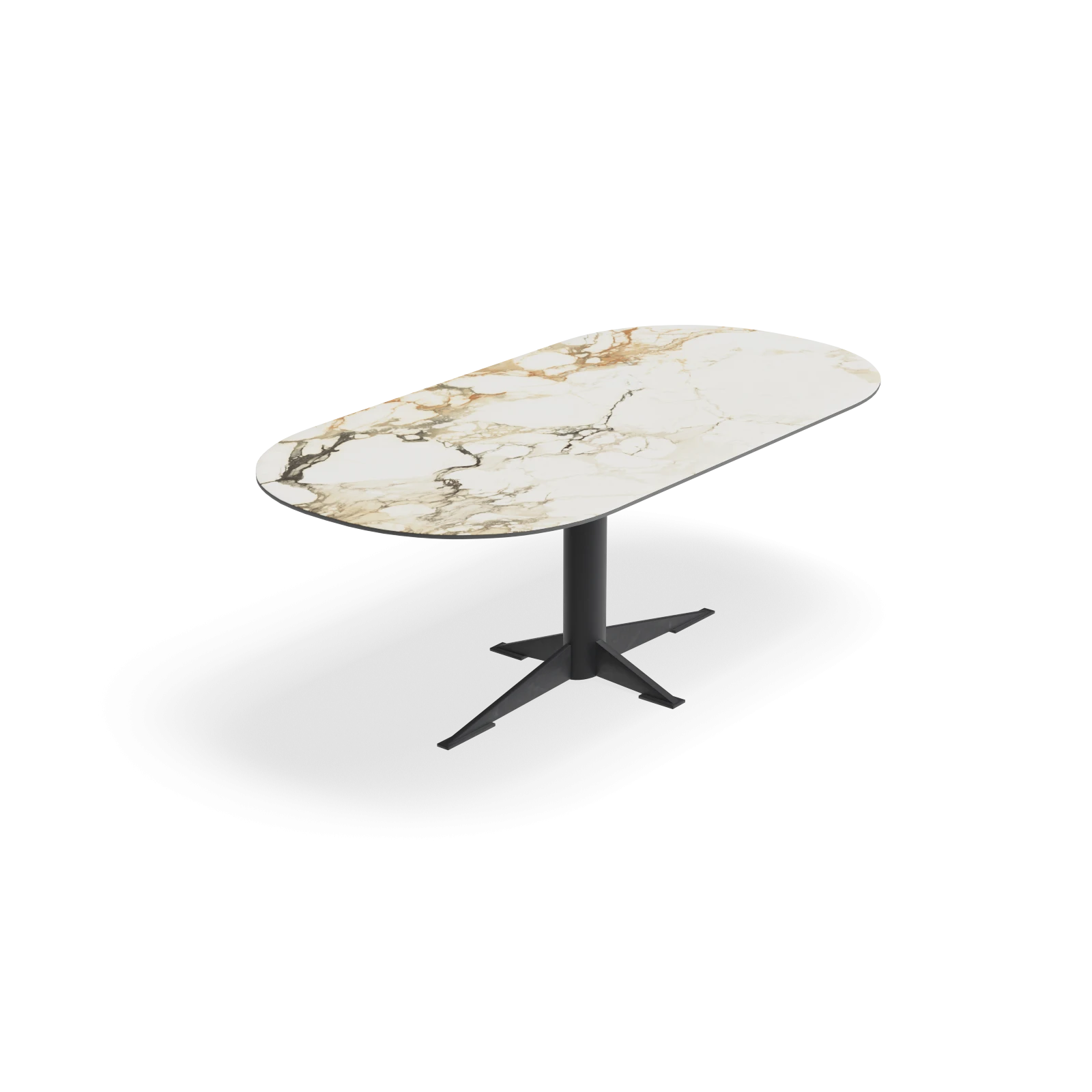 Eettafel Westfield - Halve Cirkel Keramiek Calacatta Vena Vecchia Satin (200x100cm)