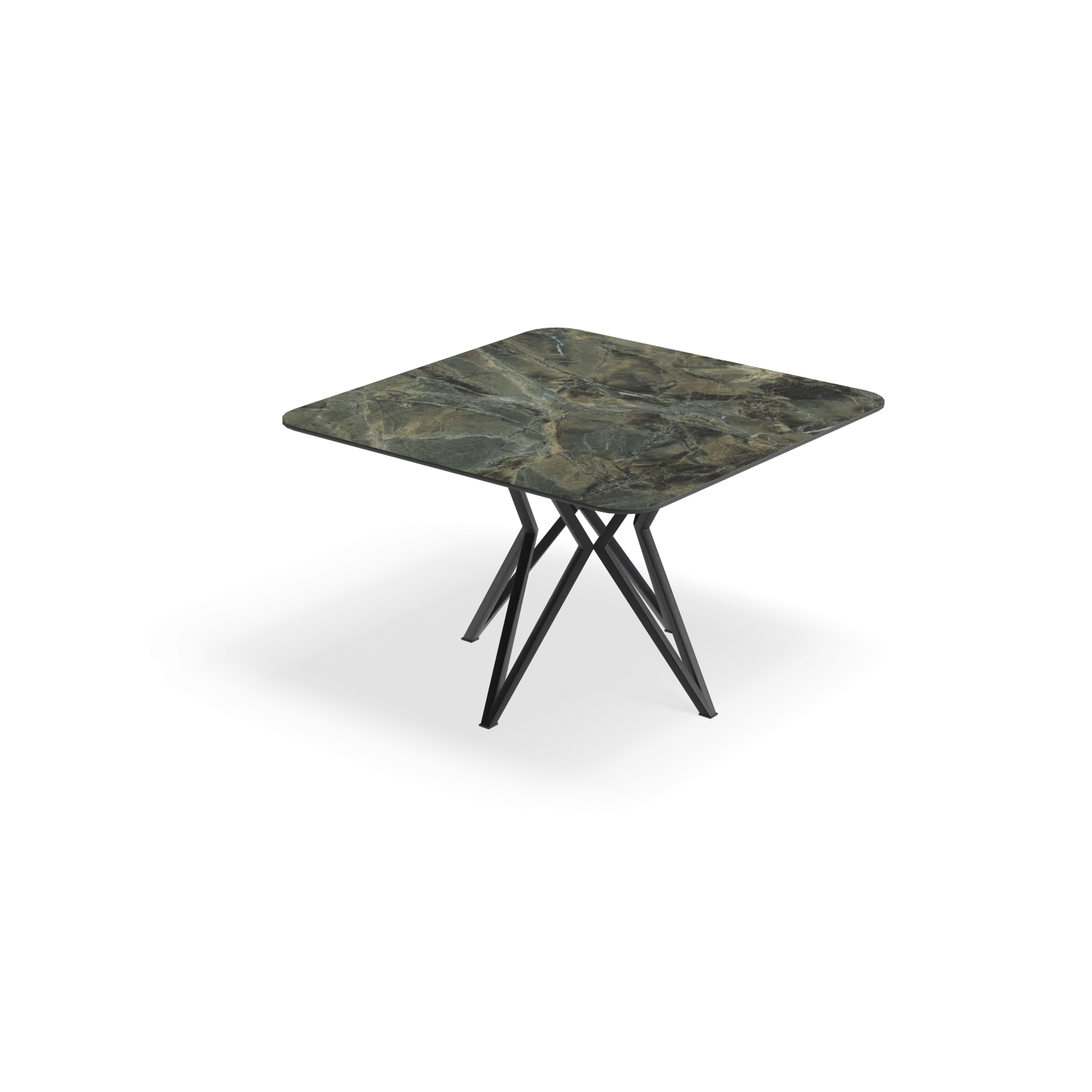 Eettafel Crosse - Vierkant afgeronde hoek Keramiek Verda Borgogna Satin (120x120cm)