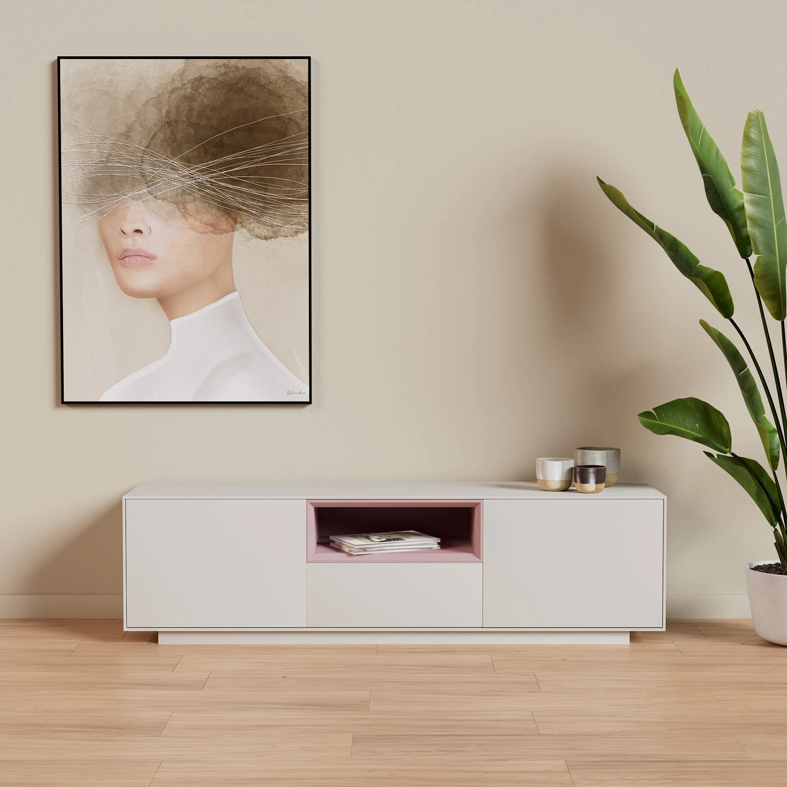 TV Meubel Pepper White 160cm Plint