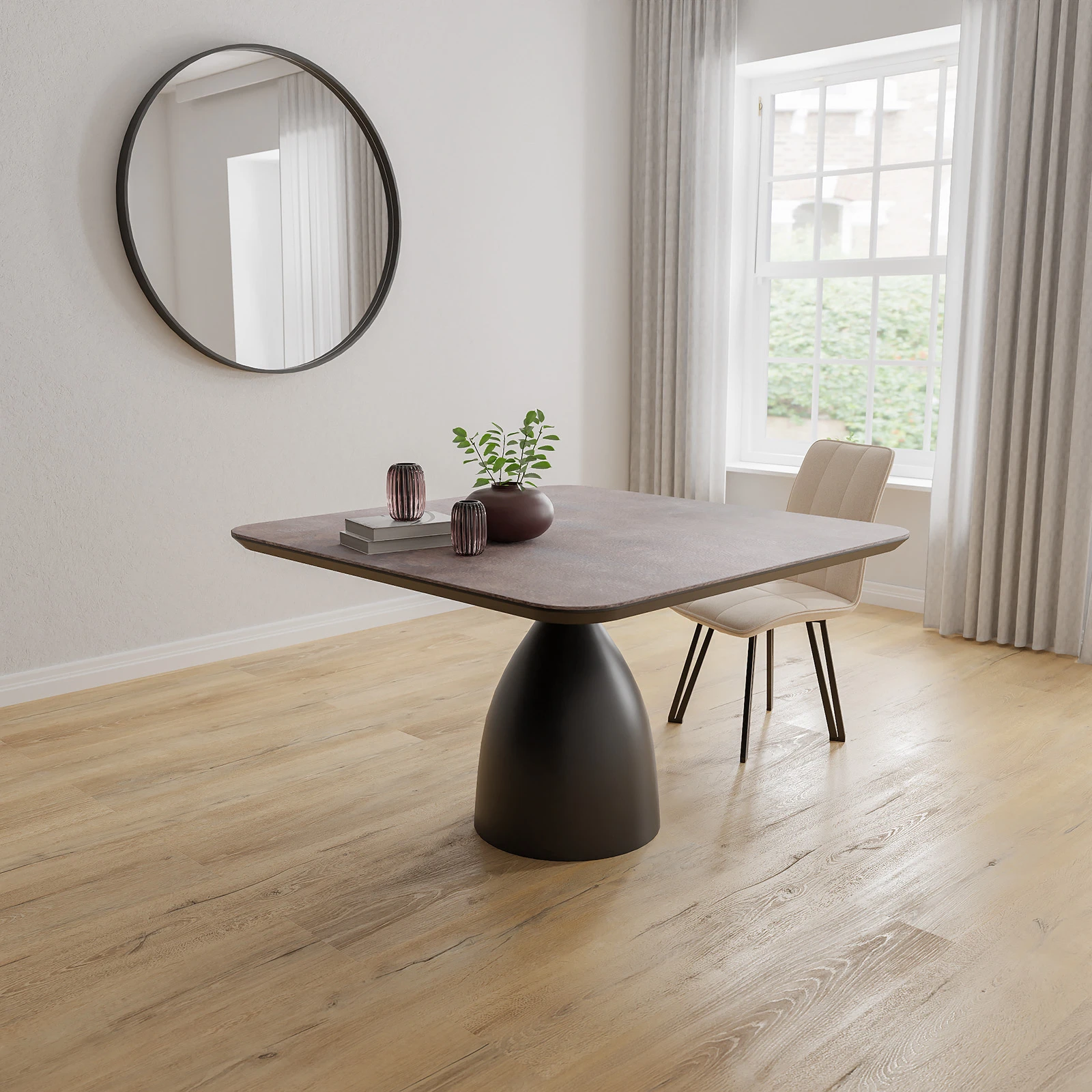 Eettafel Dome - Vierkant afgeronde hoeken HPL Oxidised (130x130cm)