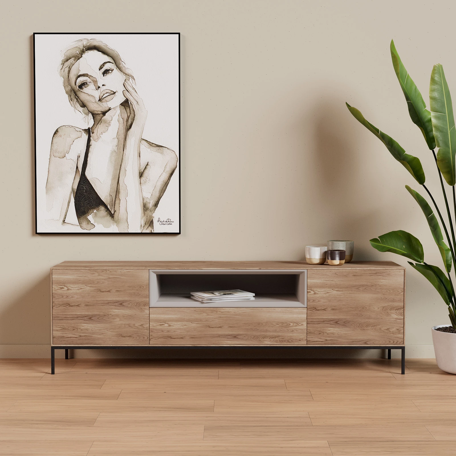 TV Meubel Kiezel 180cm Poot