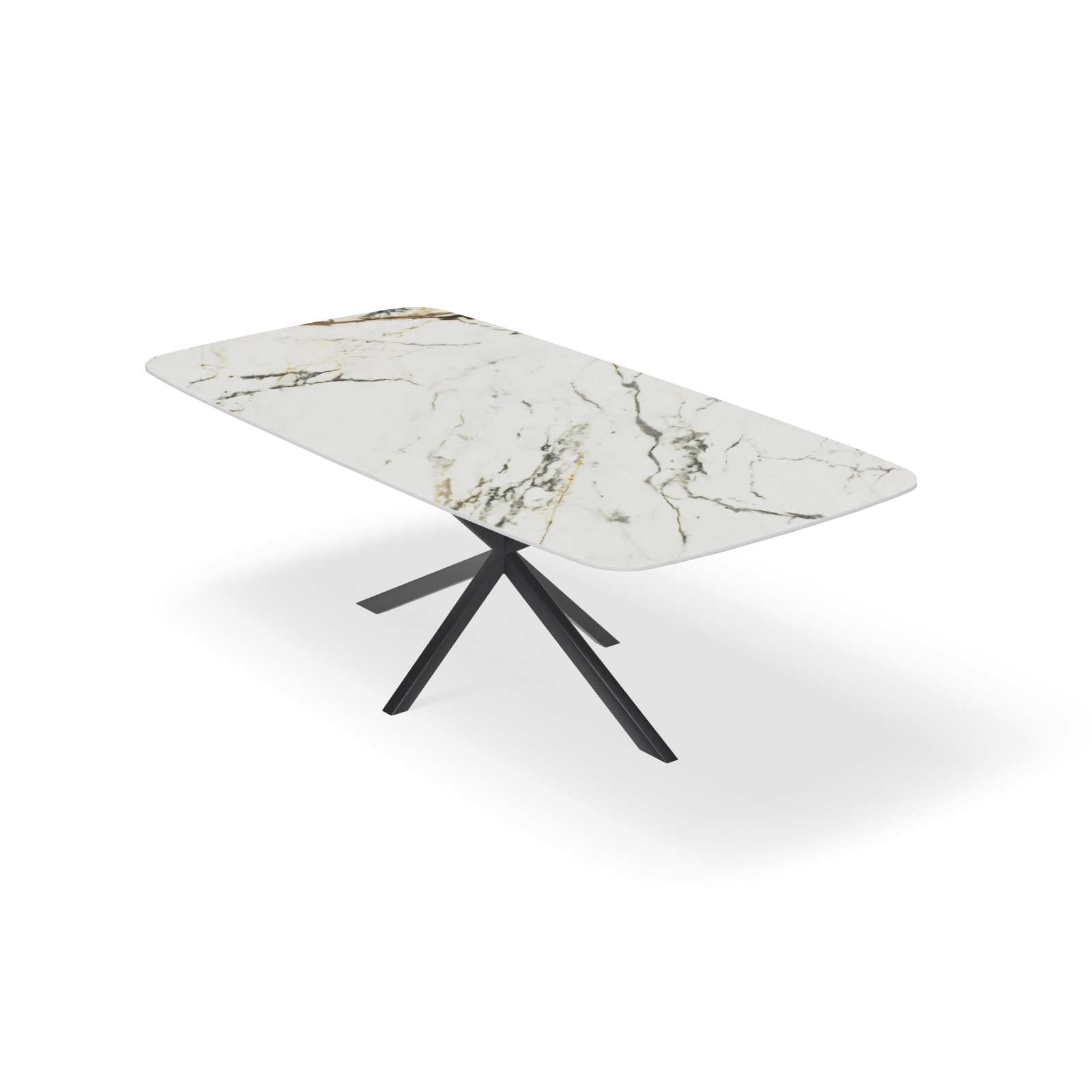 Eettafel North - Deens Ovaal Keramiek Golden White Satin (220x110cm)