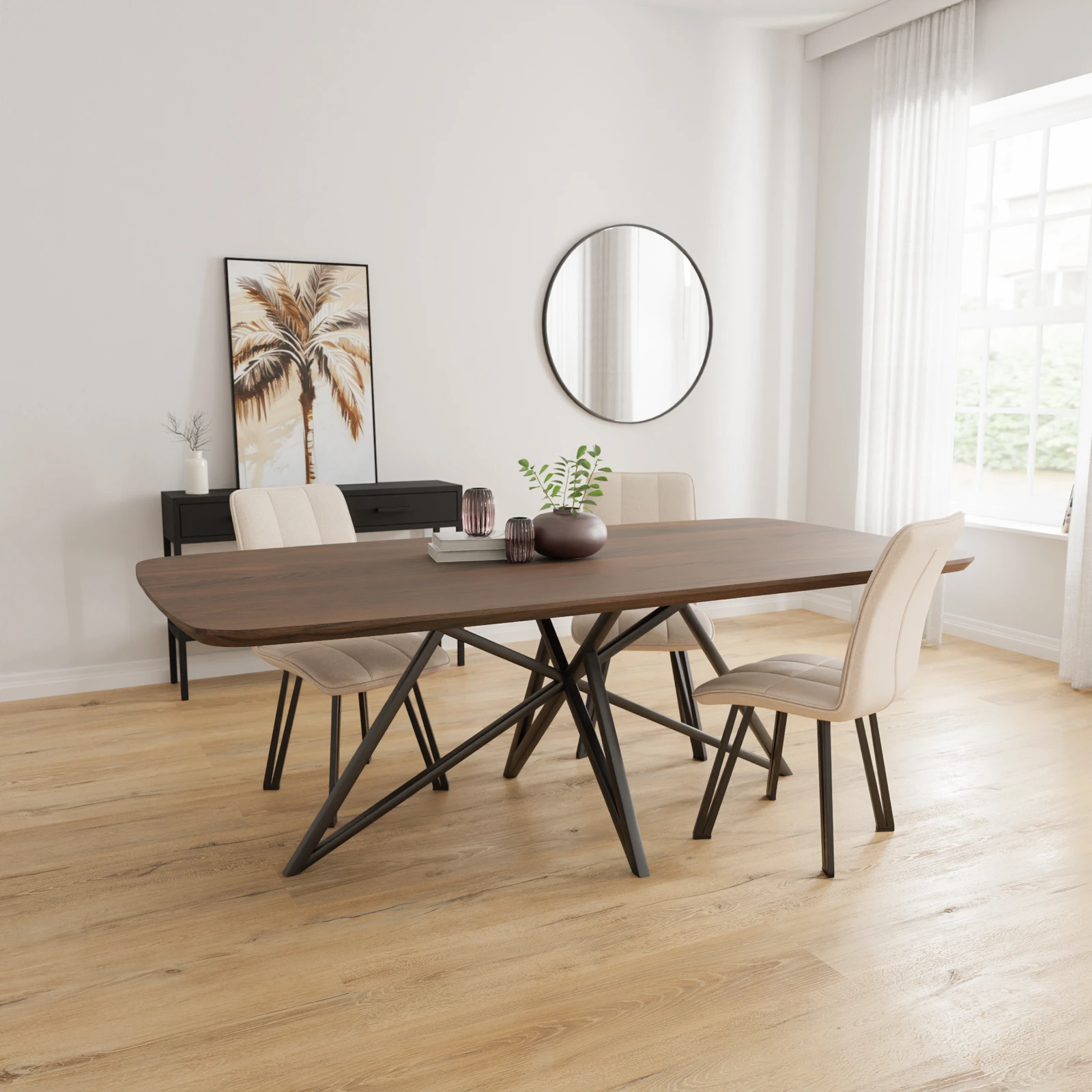 Eettafel Crosse - Deens Ovaal Notenhout (220x110cm)