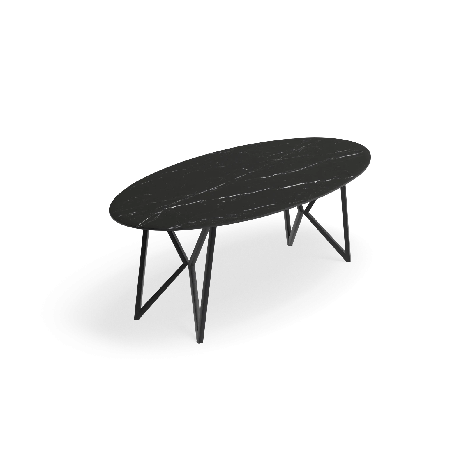 Eettafel Crosse Los - Ovaal Keramiek Elegant Black (220x110cm)
