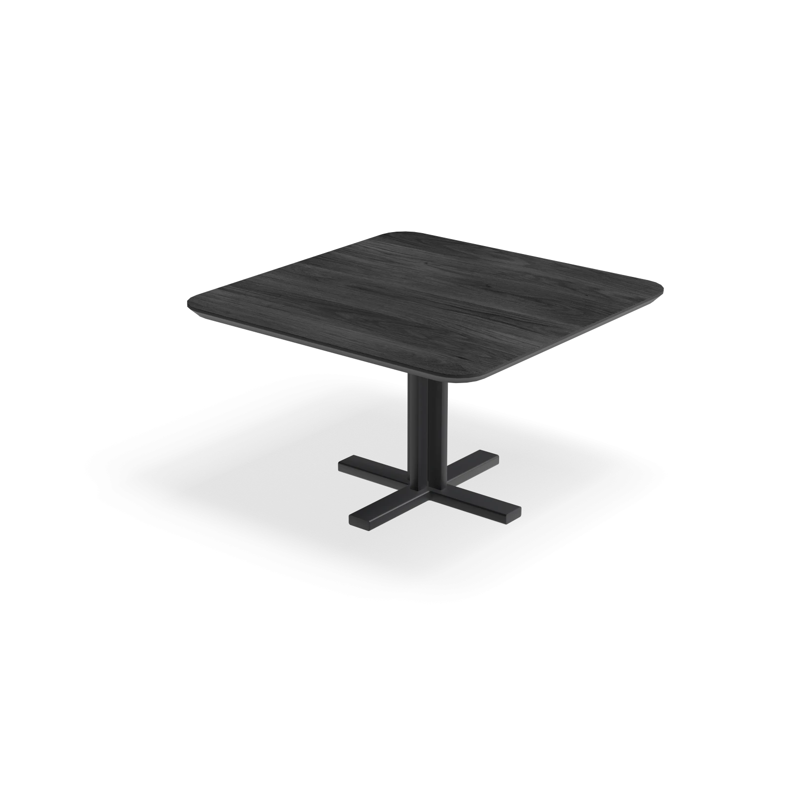 Eettafel Kolos - Vierkant afgeronde hoeken HPL Houtlook Zwart (130x130cm)