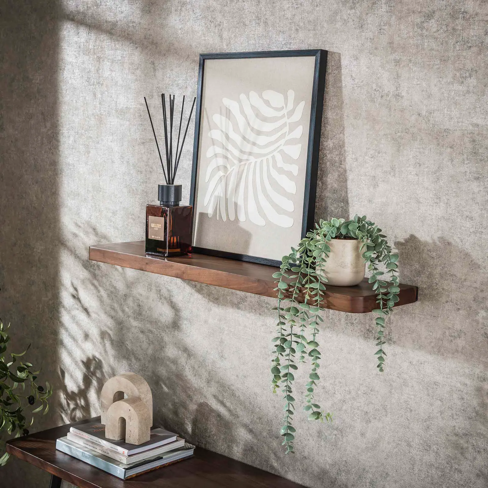 Wandplank Carve - 90 cm - Acaciahout Bruin