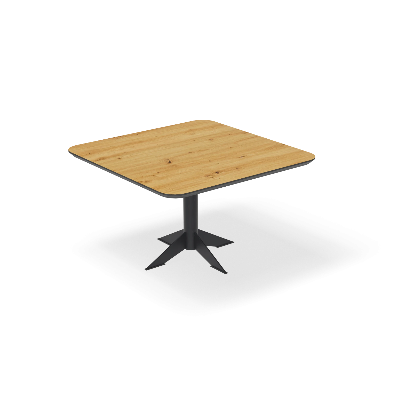 Eettafel Westfield - Vierkant afgeronde hoeken HPL Houtlook Naturel (130x130cm)