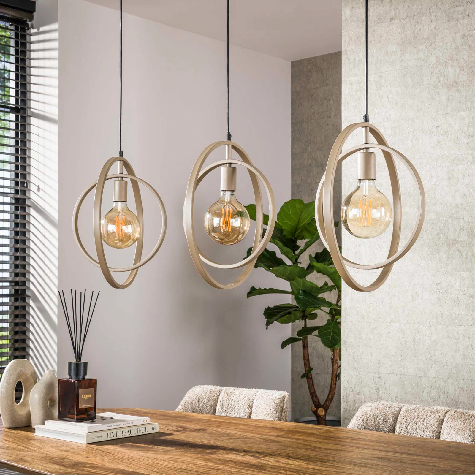 Hanglamp Turn Around (3 lichts) - Beige