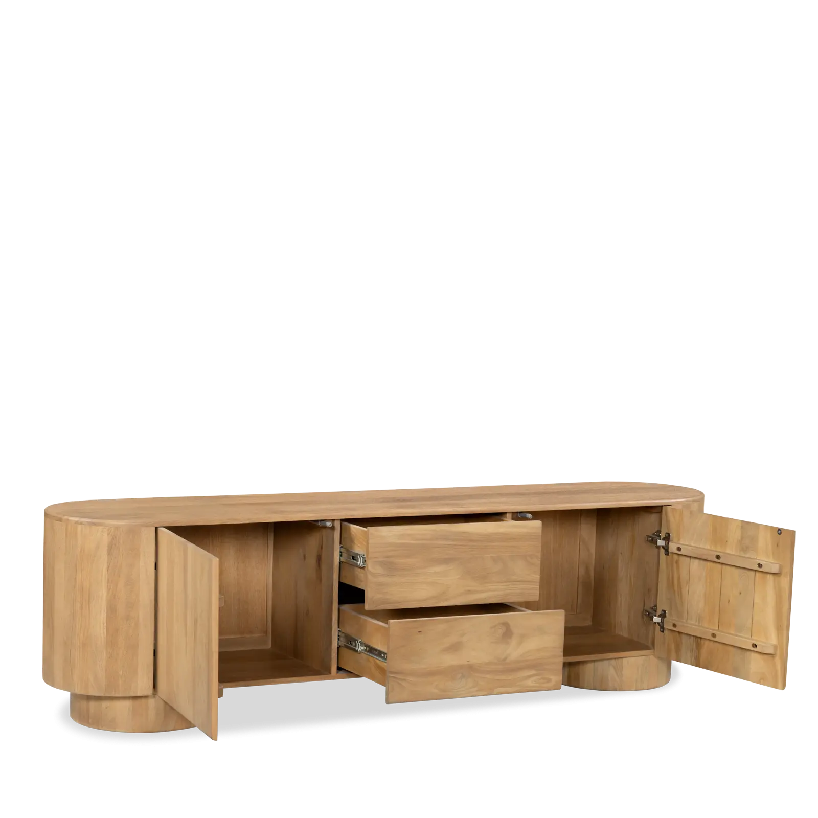 TV meubel Kess - 190 cm - Mangohout Loom Naturel - 2 deuren, 2 laden