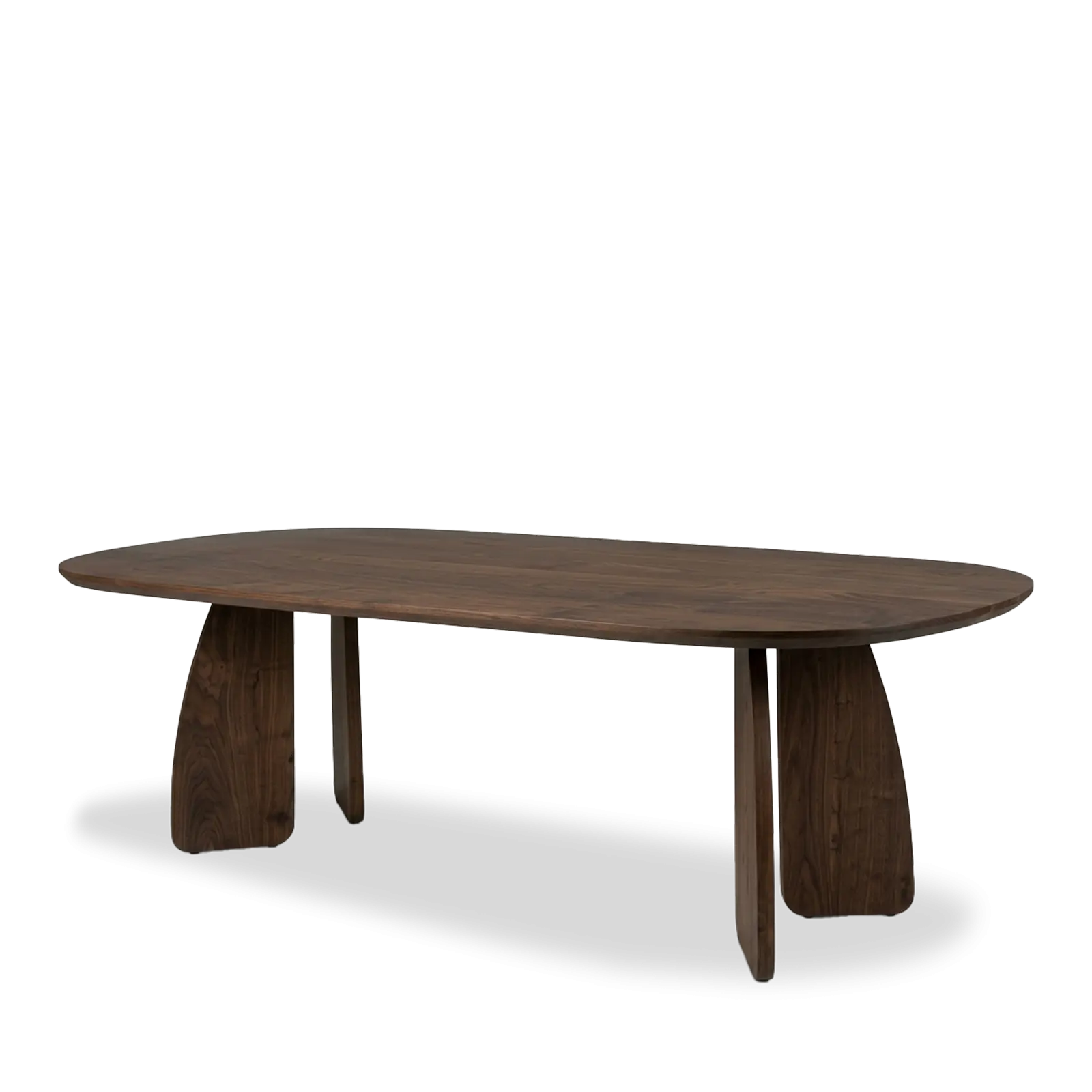 Eettafel Atelier - 240x90 cm - halve cirkel - Noten prime gelakt - poot Wing