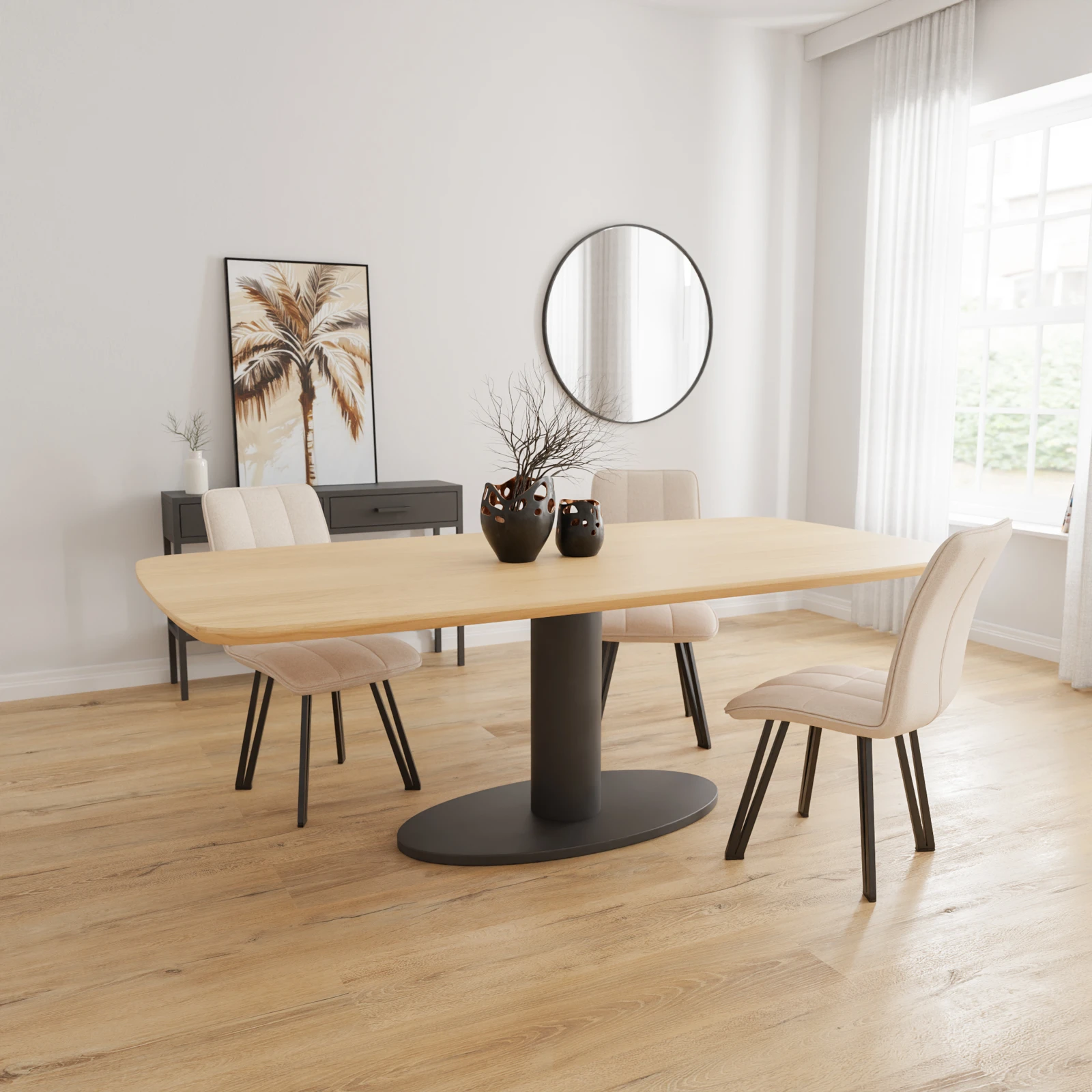 Eettafel Tube - Deens Ovaal Nature White (220x110cm)