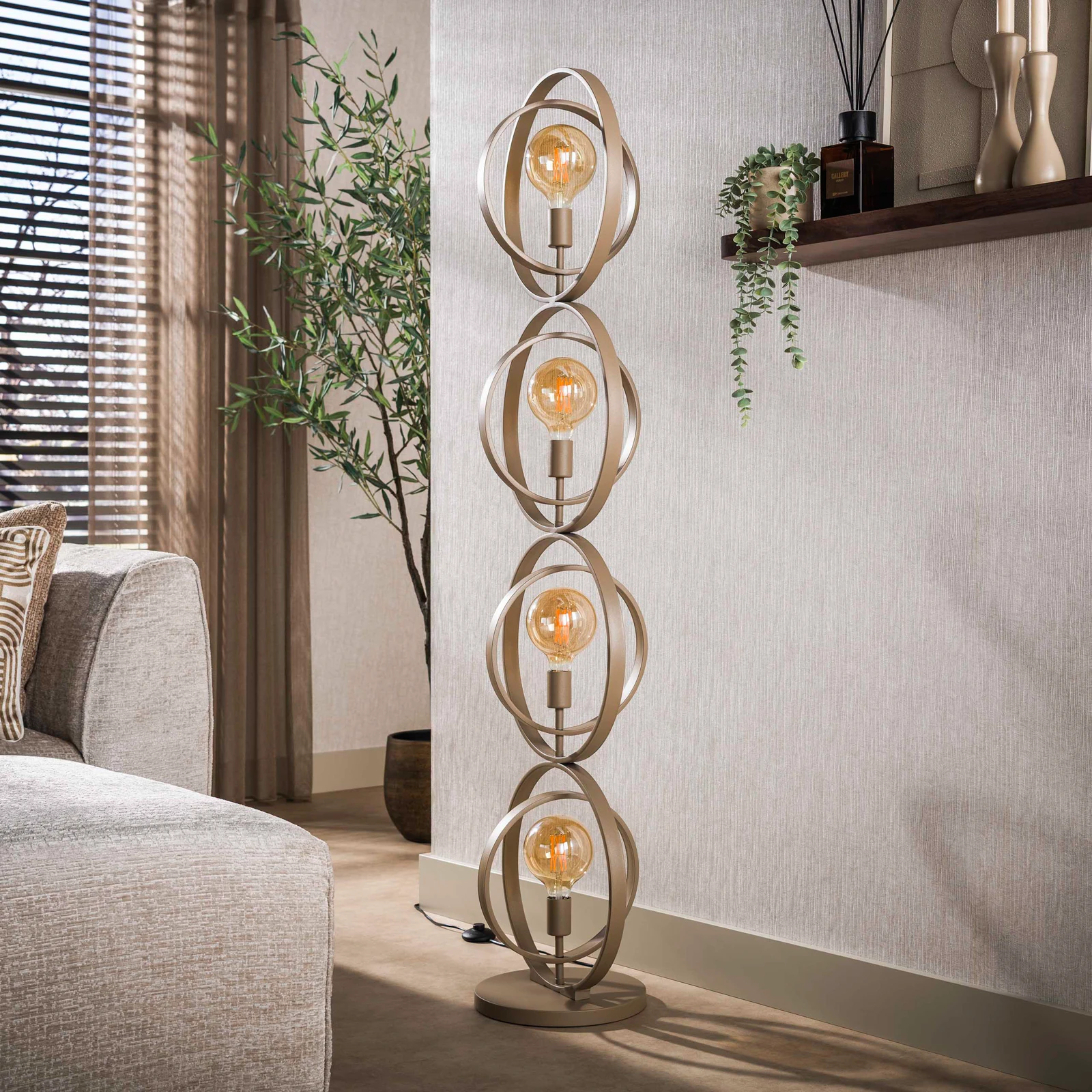 Vloerlamp Turn Around XL (4 lichts) - Beige