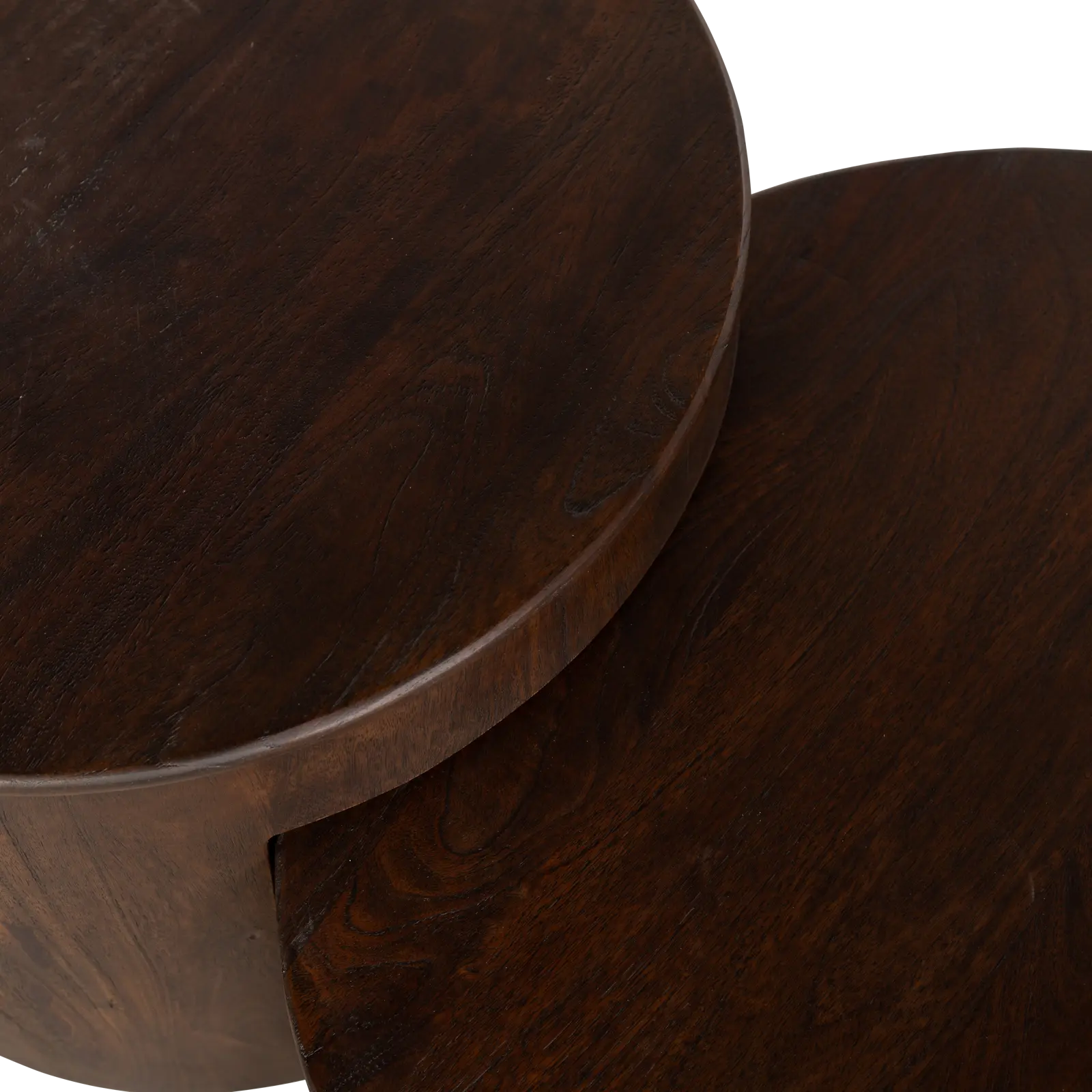 Salontafel set van 2 Bodhi - rond 65/80 cm - Mangohout  Cacao Bruin
