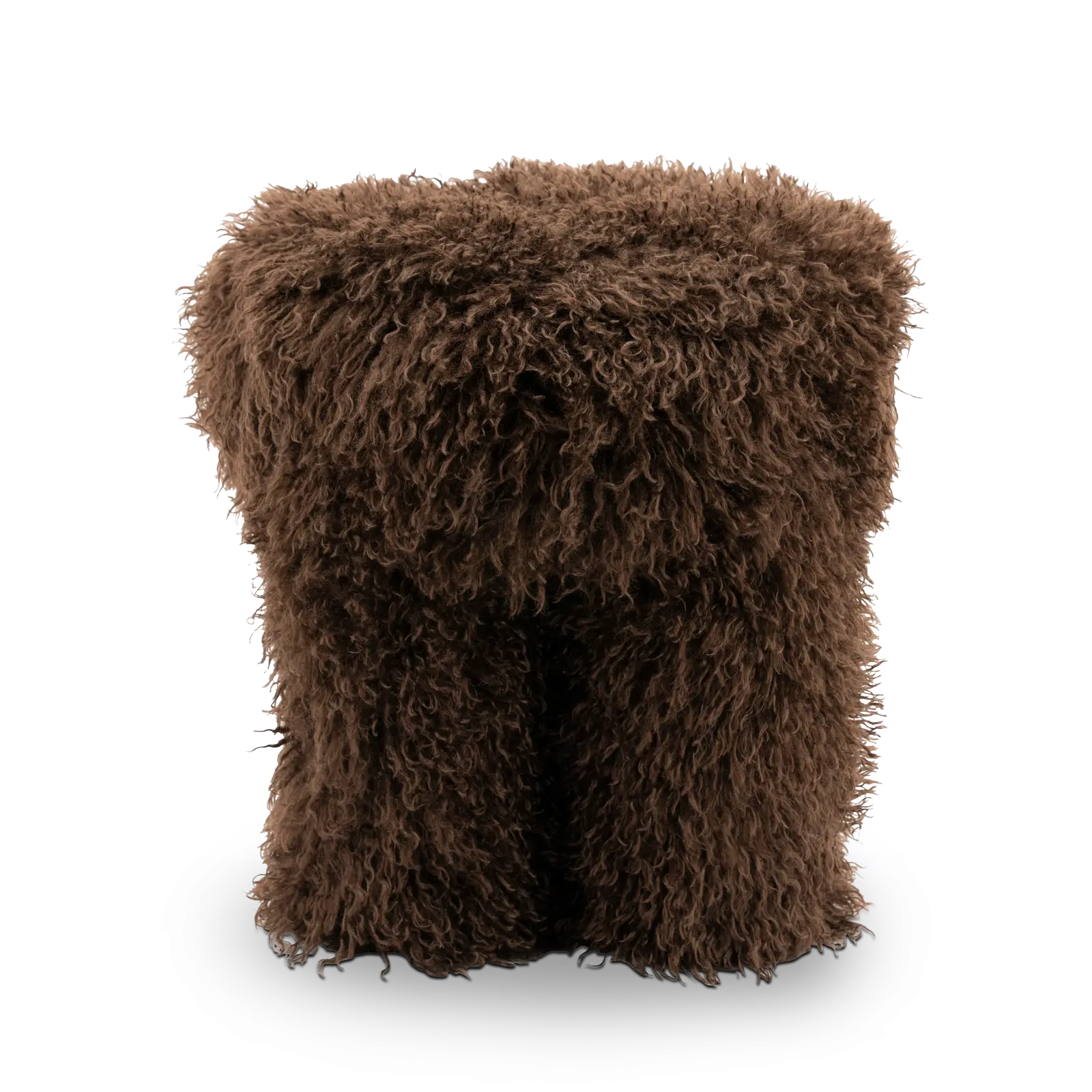 Poef Doodly - Ø40 cm - Fluffy - Donkerbruin