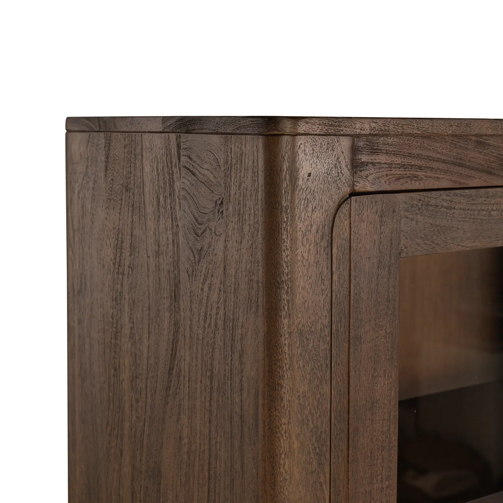 Buffetkast Latara - 200 cm - 8-deurs - Mangohout Cacao Bruin - 4 glasdeuren, 4 dichte deuren