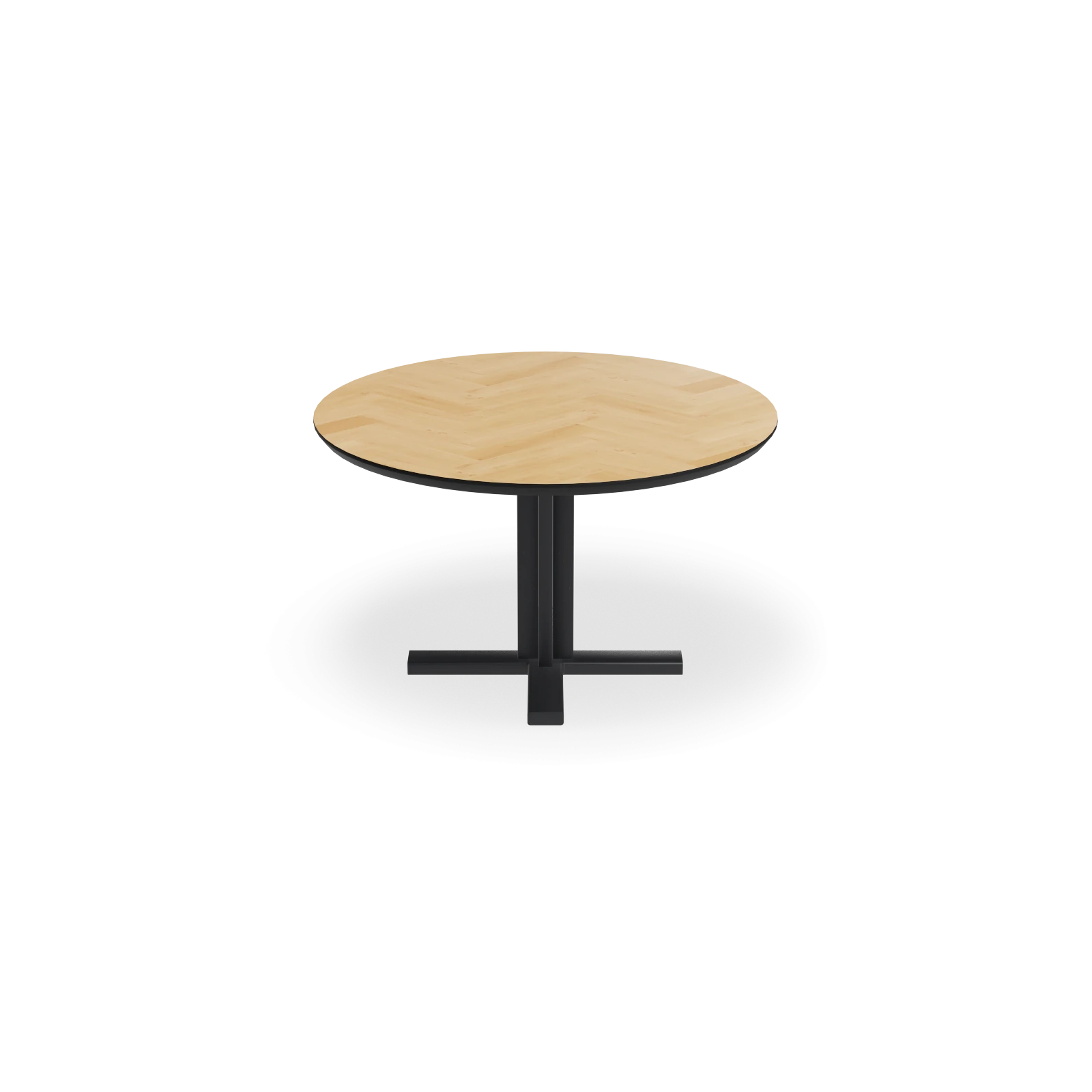Eettafel Kolos - Rond Eiken Visgraat Nature White (130cm)