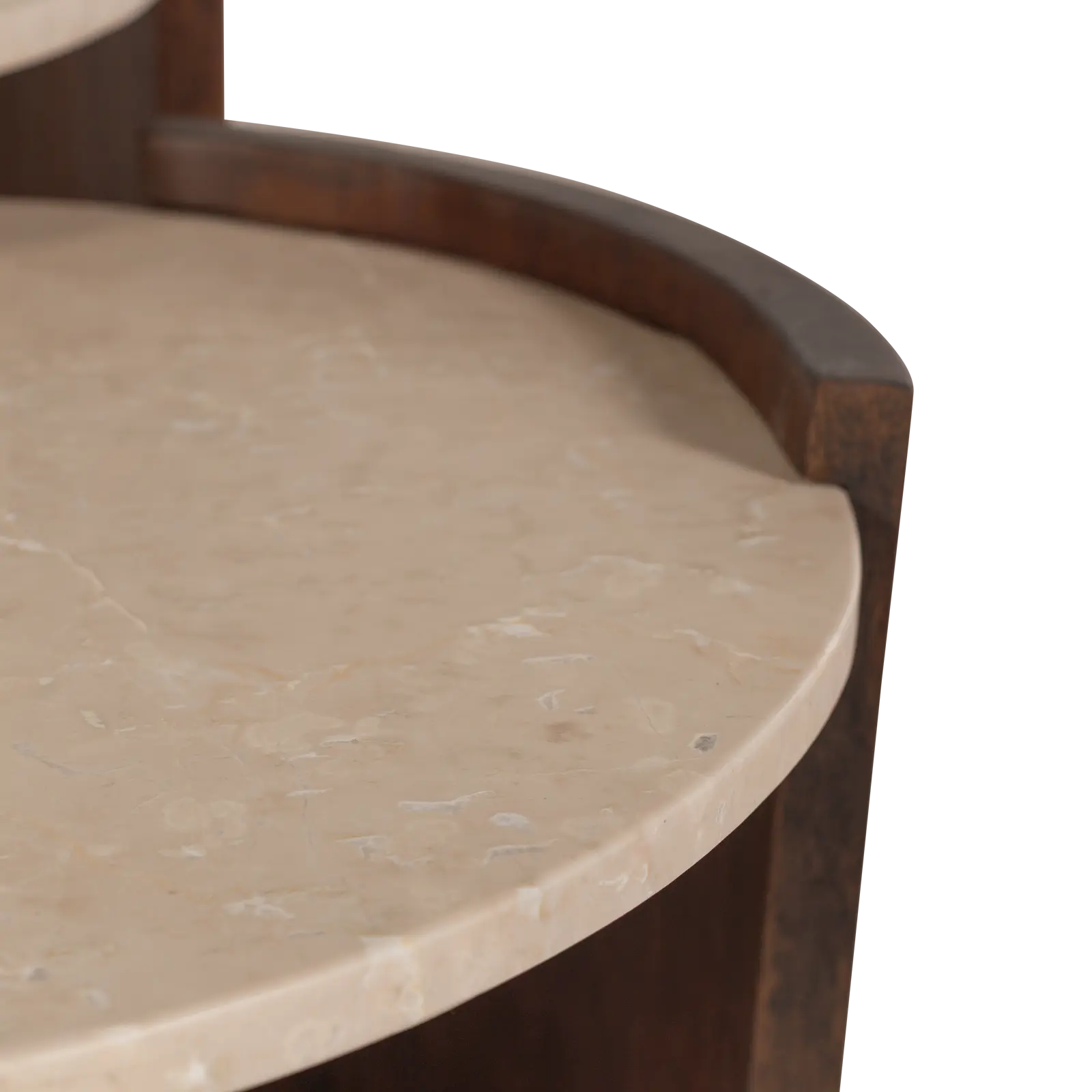 Salontafel set van 2 Miles - rond 70/50 cm - Mangohout Cacao Bruin