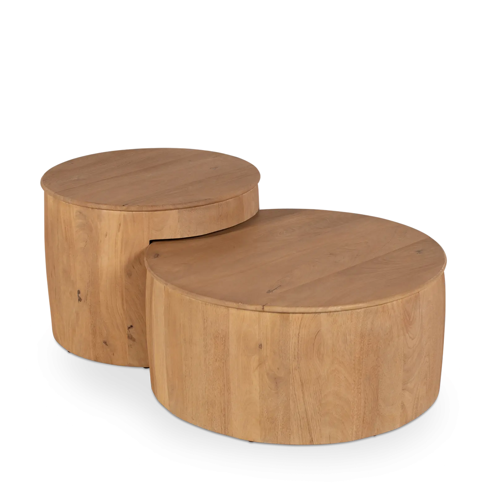 Salontafel set van 2 Bodhi - rond 65/80 cm - Mangohout Loom