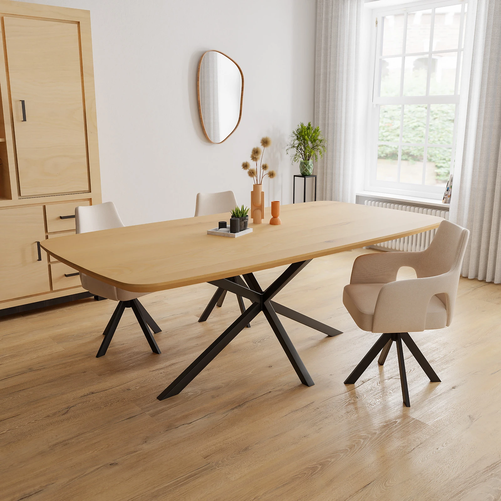 Eettafel North - Deens Ovaal Eiken Nature White (220x110cm)