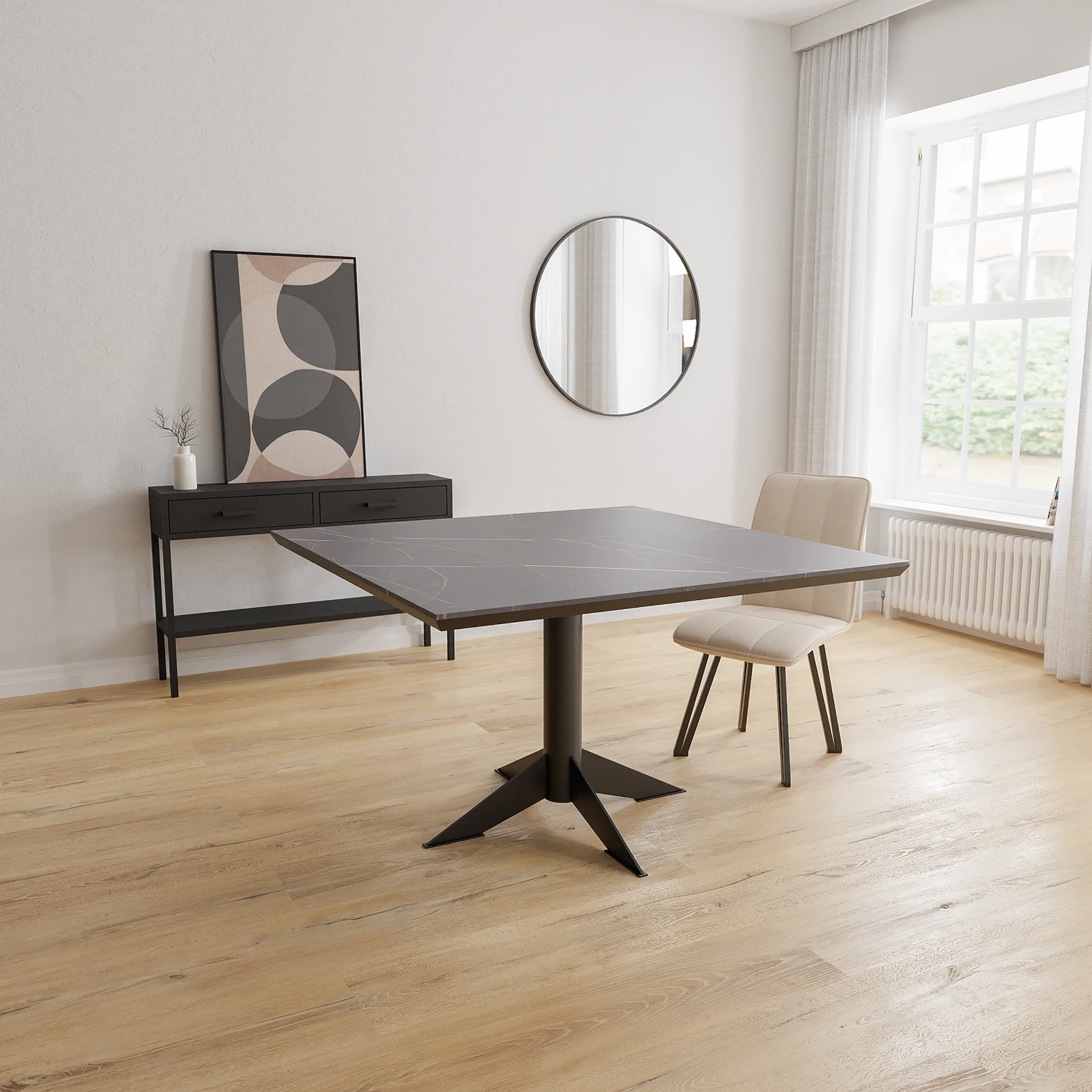 Eettafel Westfield - Vierkant HPL Marmerlook (130x130cm)