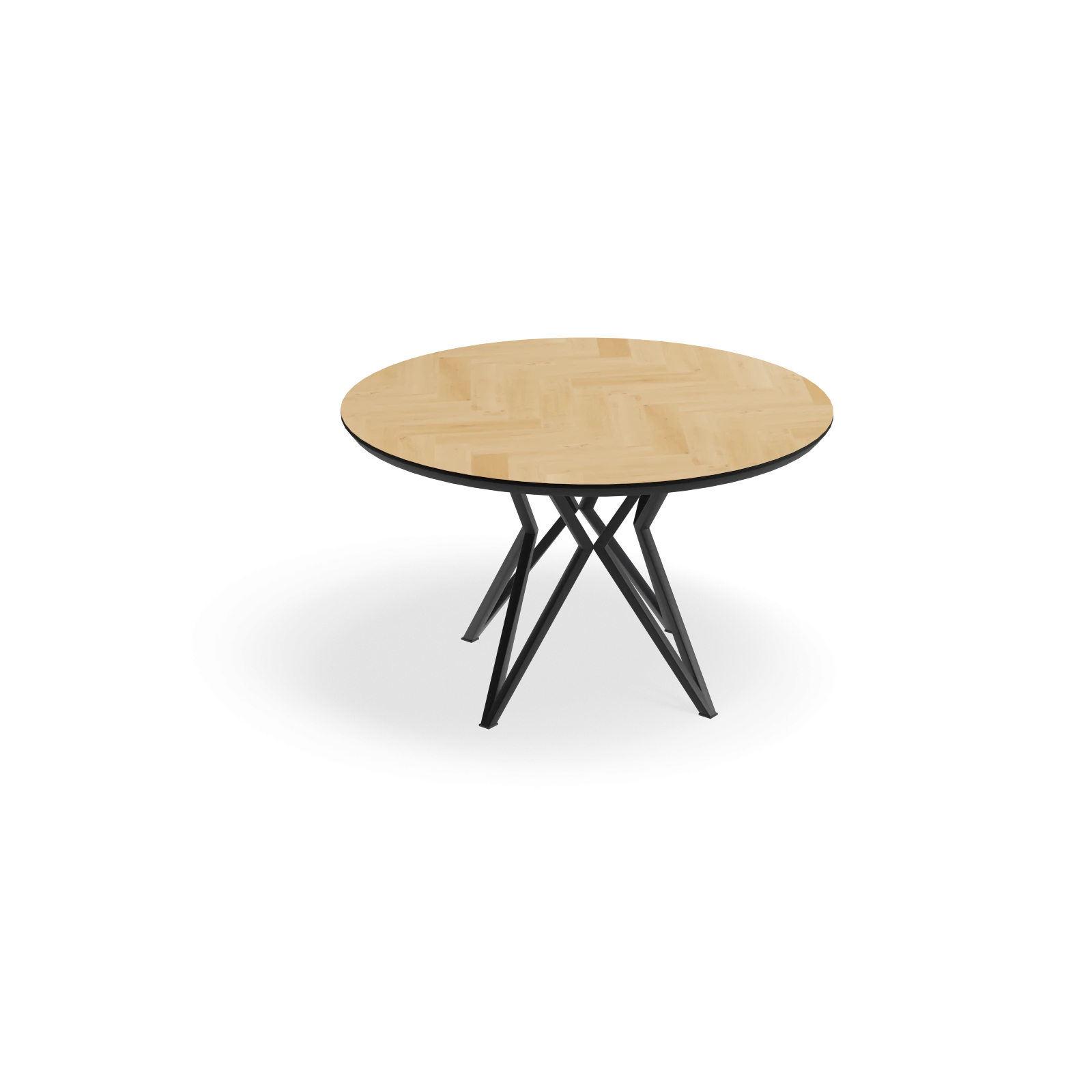Eettafel Crosse - Rond Eiken Visgraat Nature White (130cm)