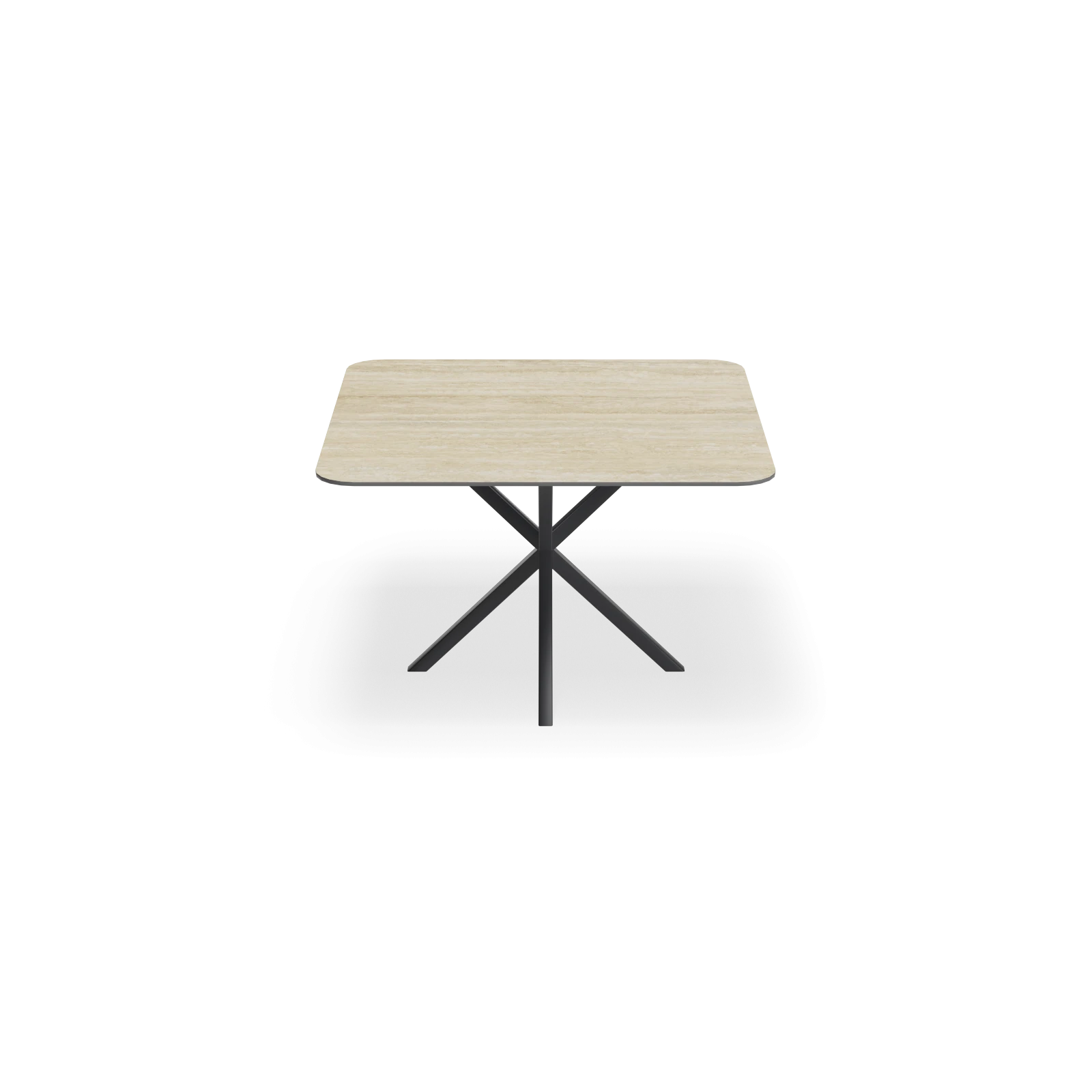 Eettafel North - Vierkant afgeronde hoek Keramiek Travertine Classico Satin (120x120cm)