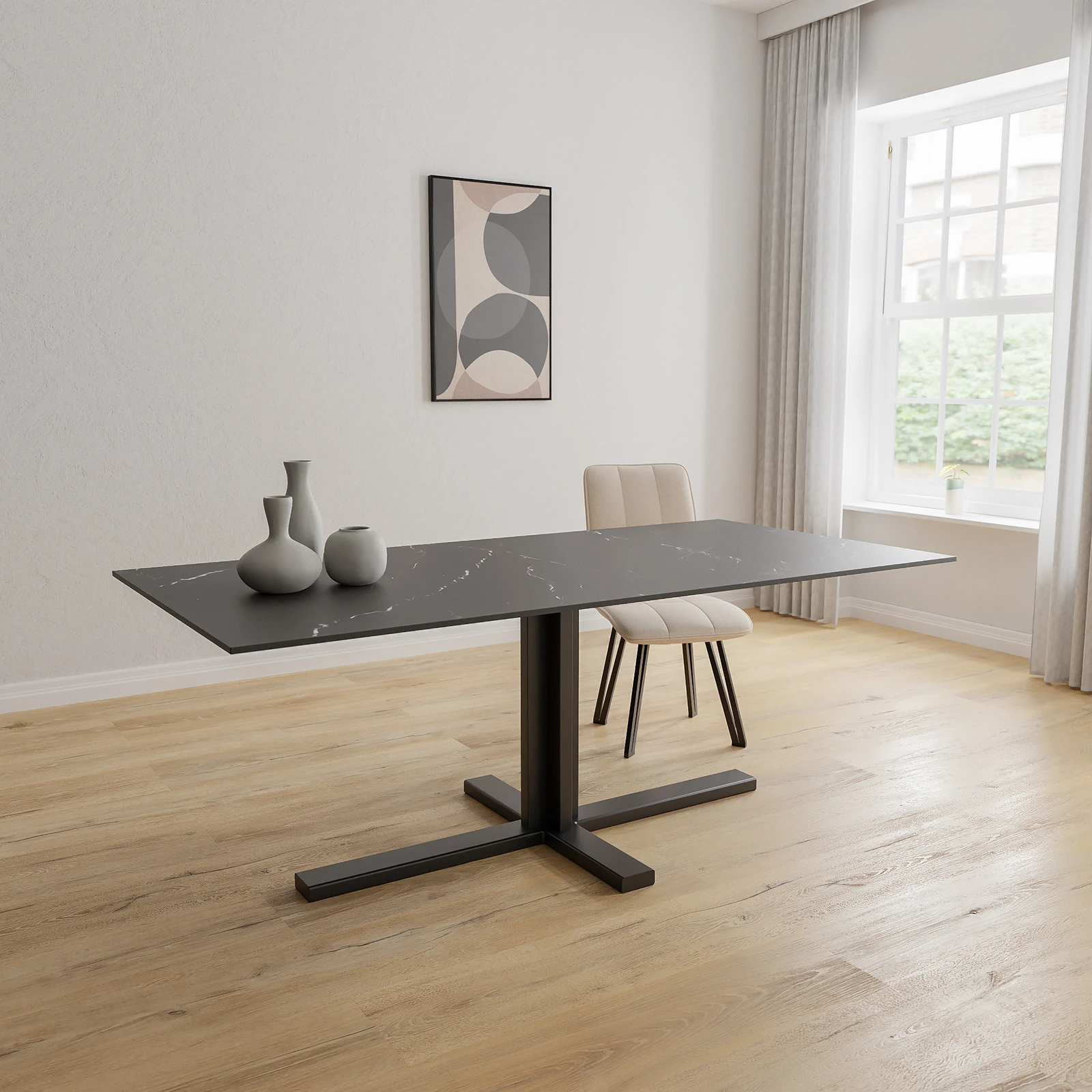 Eettafel Kolos - Rechthoek Keramiek Elegant Black Satin (200x100cm)
