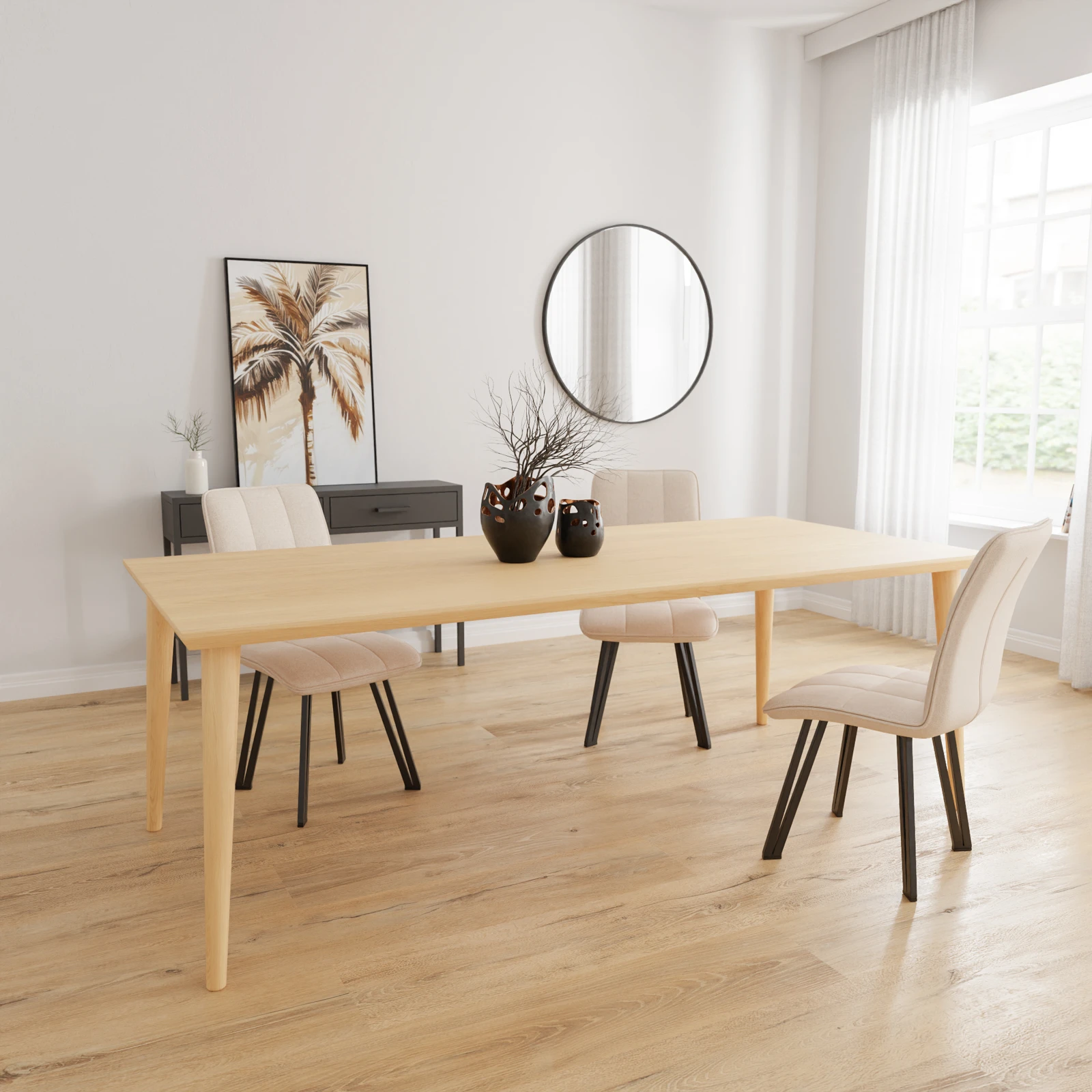 Eettafel Ava - Rechthoek Nature White (220x100cm)