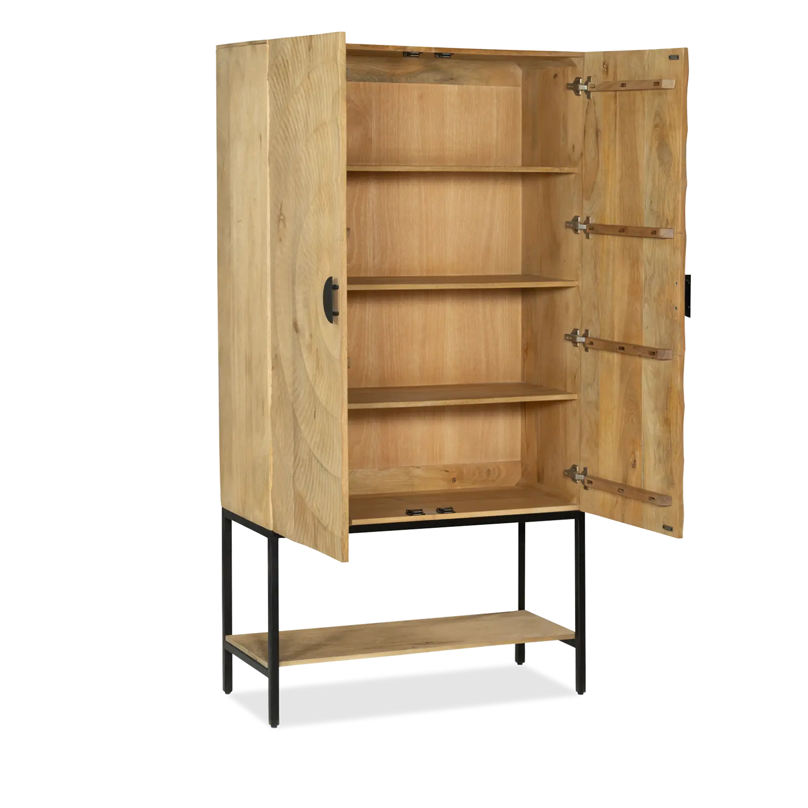 Opbergkast Curling  - 100 cm - Mangohout Loom Naturel - 2 deuren