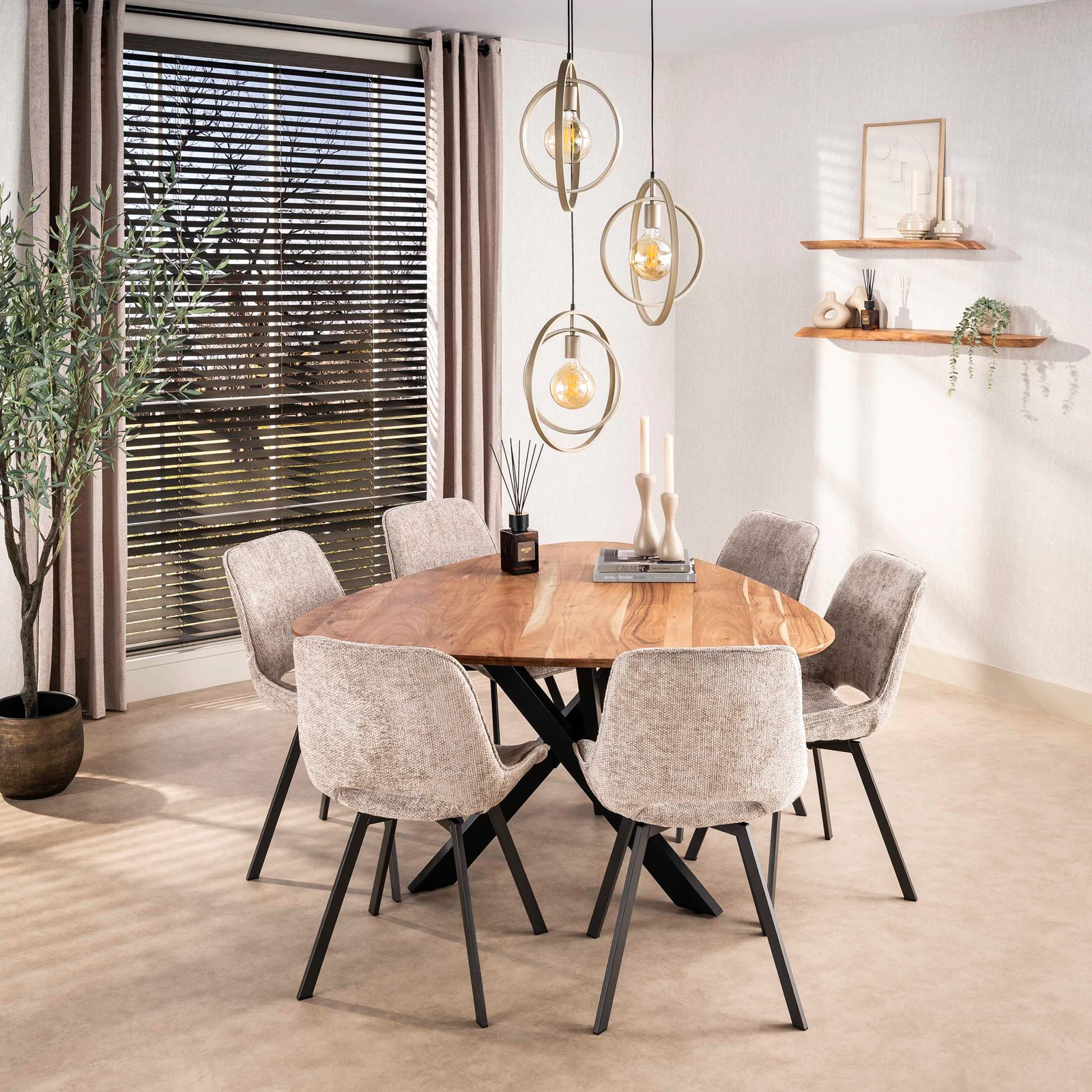 Hanglamp Turn Around (3 lichts getrapt) - Beige