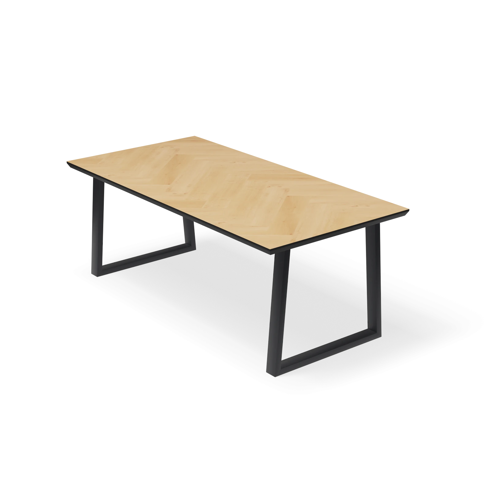Eettafel U poot (8x4cm) - Rechthoek Eiken Visgraat Nature White (200x100cm)