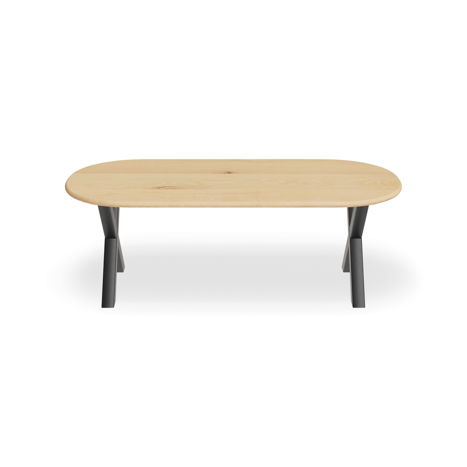 Eettafel X poot (8x8cm) - Halve Cirkel Eiken Nature White (220x100cm)