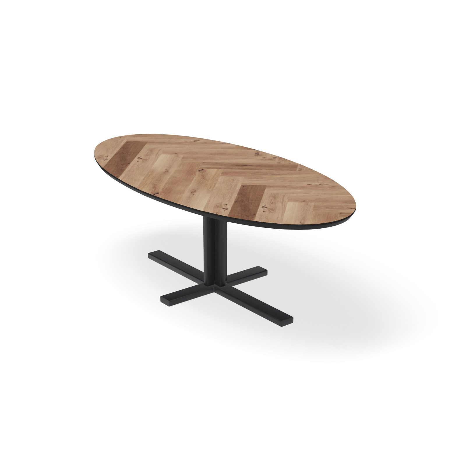 Eettafel Kolos - Ovaal Eiken Visgraat Kiezel (220x110cm)