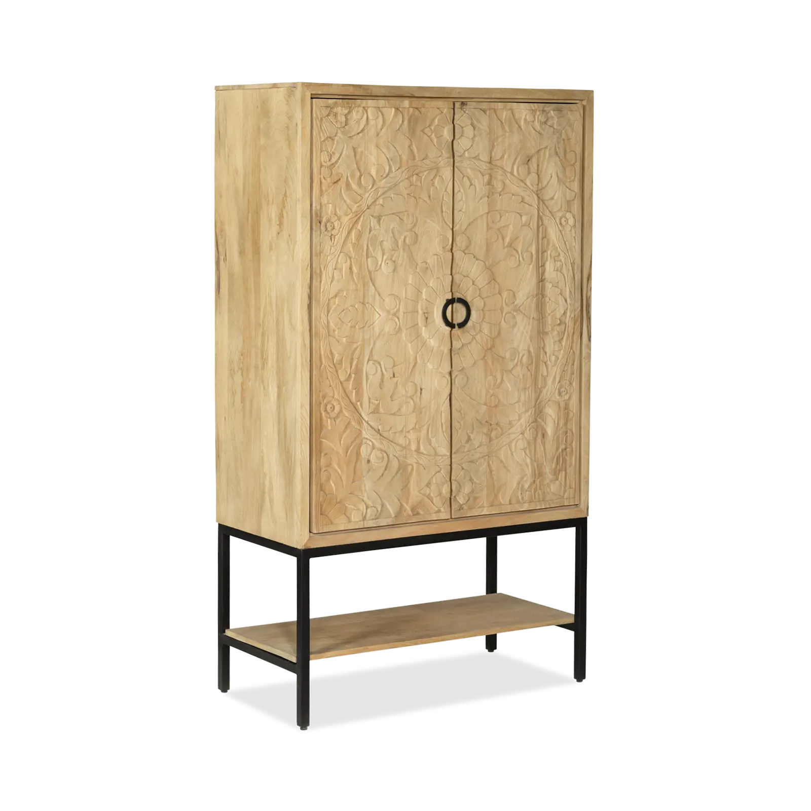 Opbergkast Belleville - 90 cm - 2 deuren - Mangohout Loom Naturel