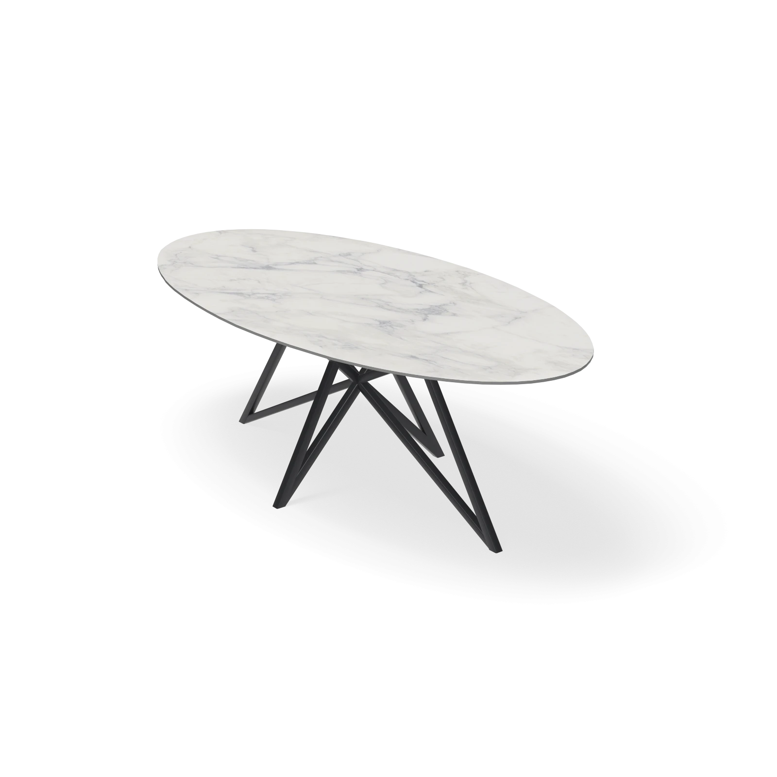 Eettafel Crosse - Ovaal Keramiek Calacatta (220x110cm)
