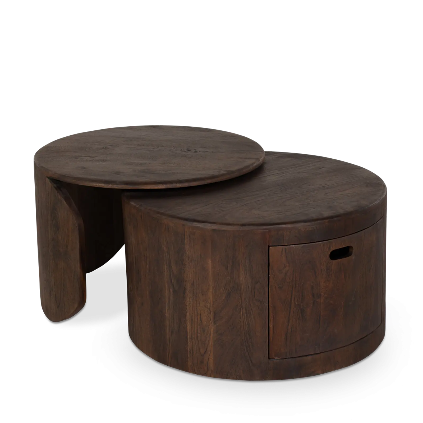 Salontafel set van 2 Buddy  - rond - Mangohout Cacao Bruin