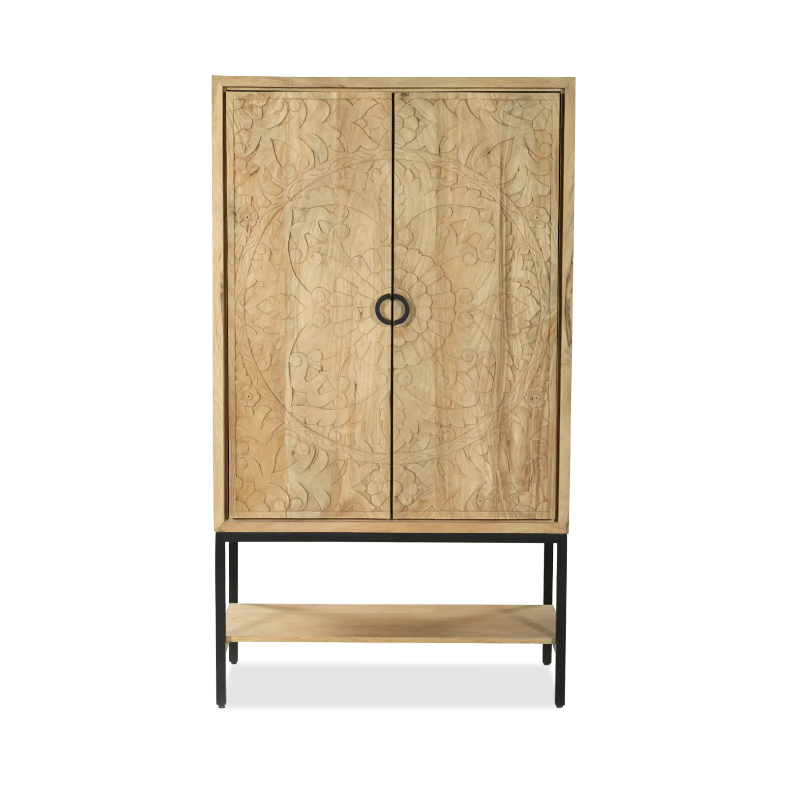 Opbergkast Belleville - 90 cm - 2 deuren - Mangohout Loom Naturel