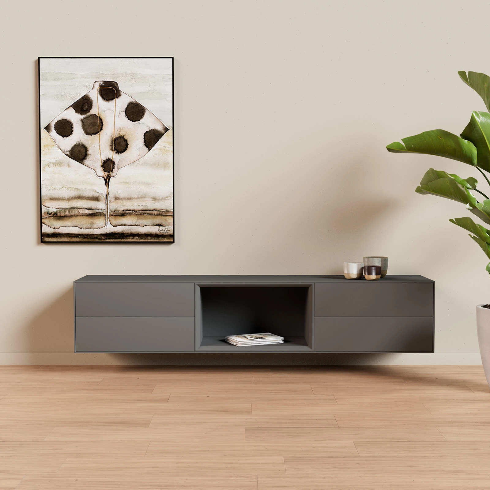 TV Meubel Traffic Grey 200cm Zwevend