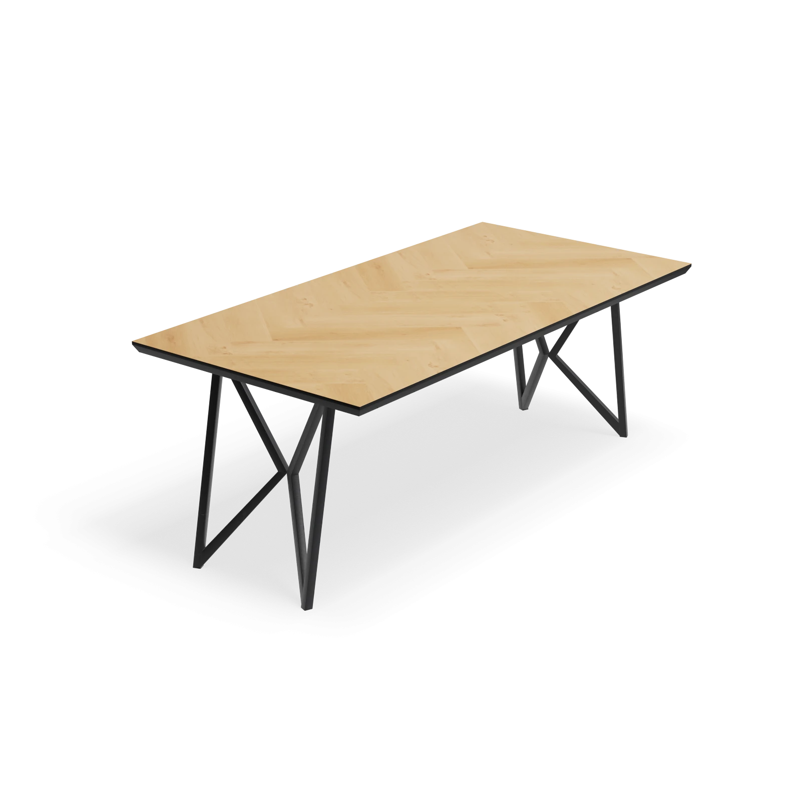 Eettafel Crosse los - Rechthoek Eiken Visgraat Nature White (200x100cm)