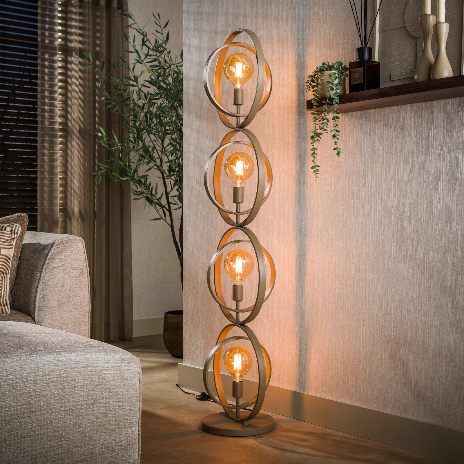 Vloerlamp Turn Around XL (4 lichts) - Beige