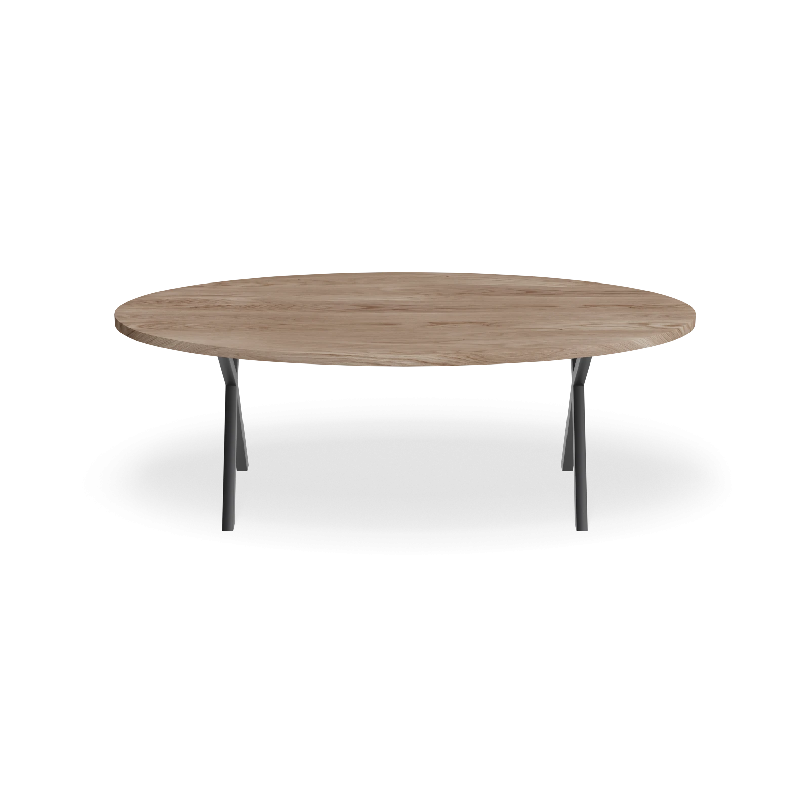 Eettafel X Poot (dun) - Ovaal Eiken Kiezel (220x110cm)