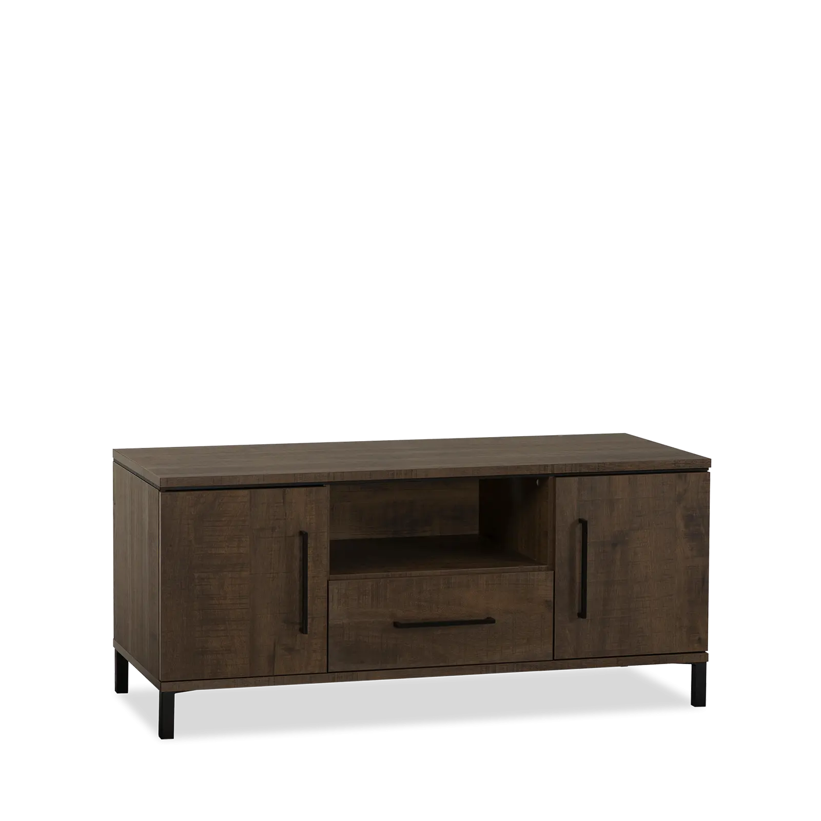 TV meubel Hudson - 130 cm - Lamulux Dark Mango - 2 deuren, 1 lade, 1 open vak