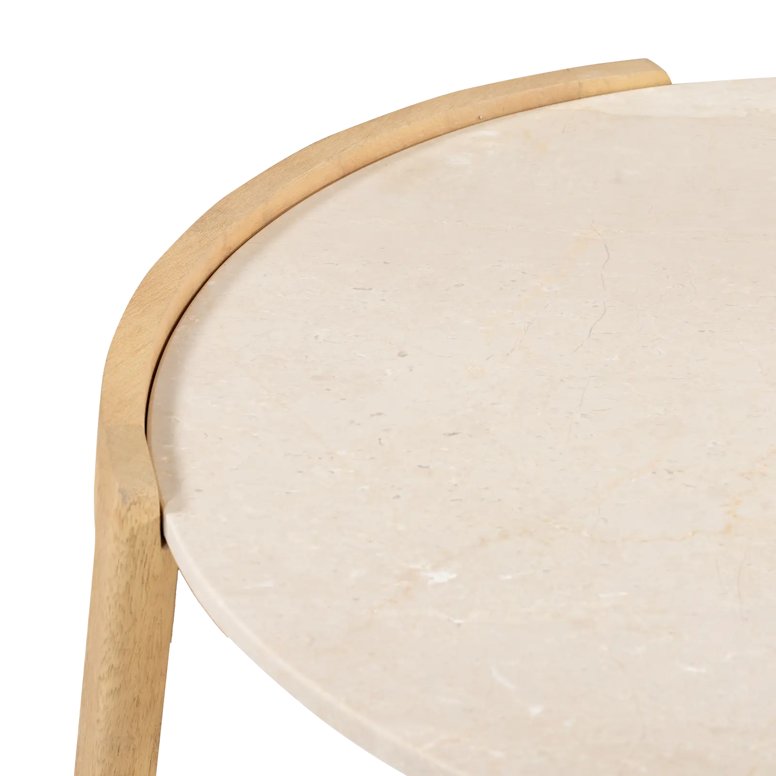Salontafel Kiona - rond 80 cm - Mangohout Loom Naturel + Marmer
