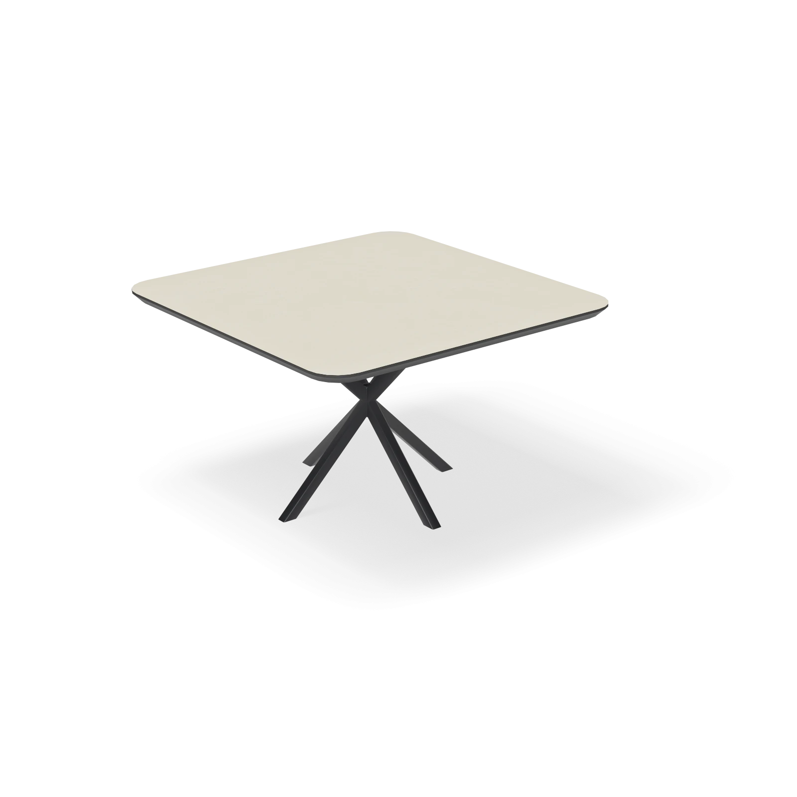 Eettafel North - Vierkant afgeronde hoeken HPL Stone Beige (130x130cm)