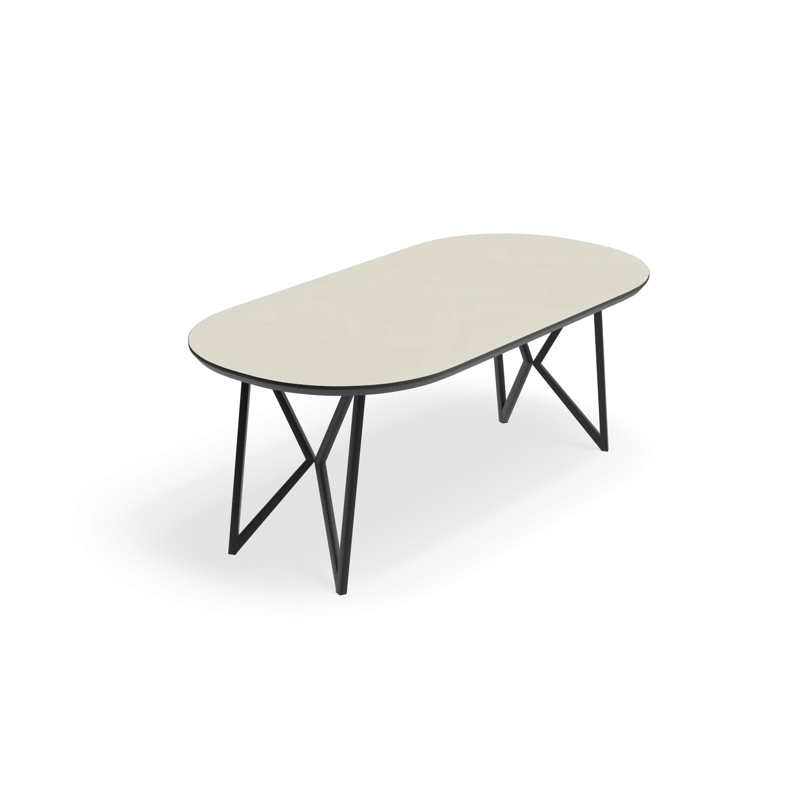 Eettafel Crosse (los) - Halve Cirkel HPL Stone Beige (200x100cm)