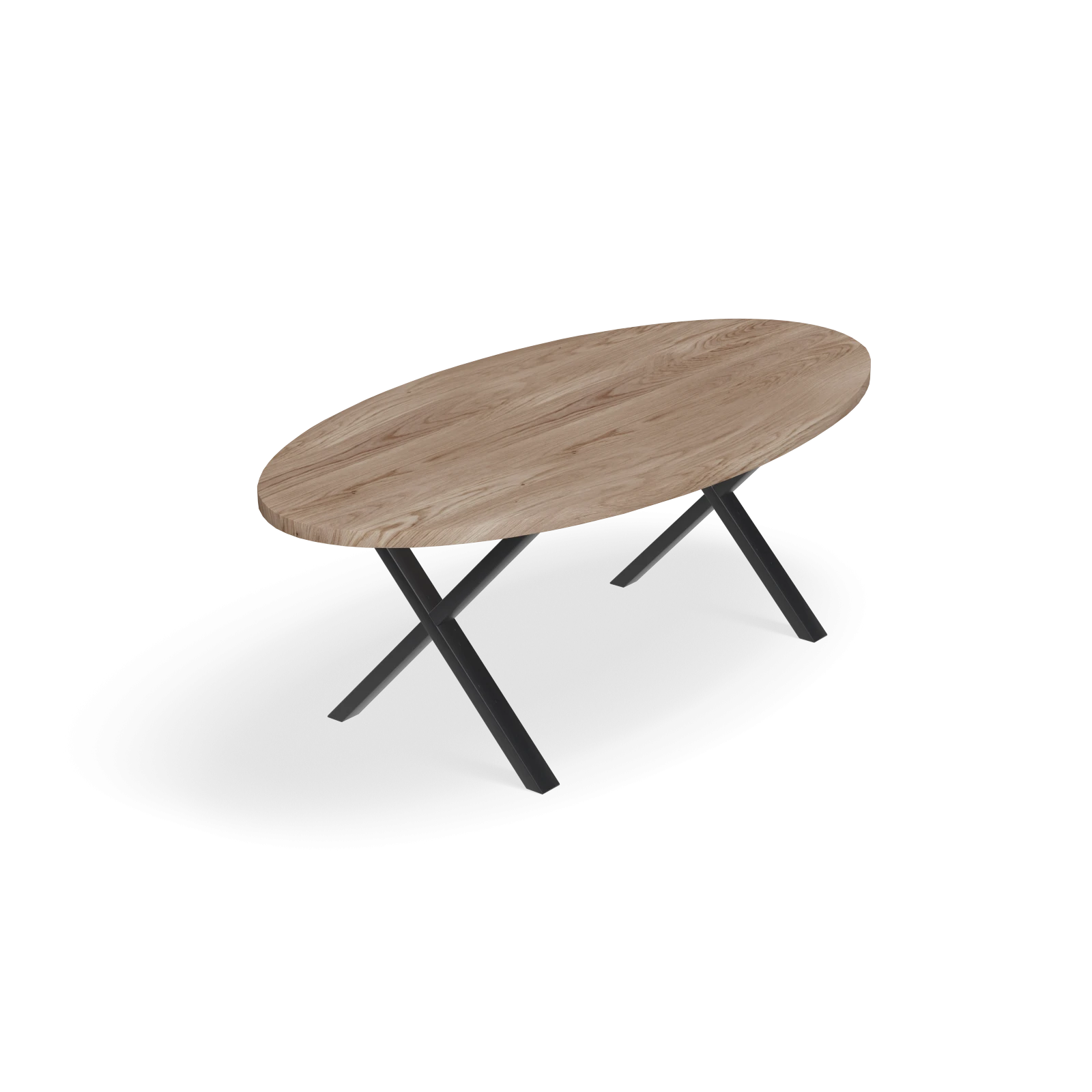 Eettafel X Poot(8x4cm) - Ovaal Eiken Kiezel (220x110cm)