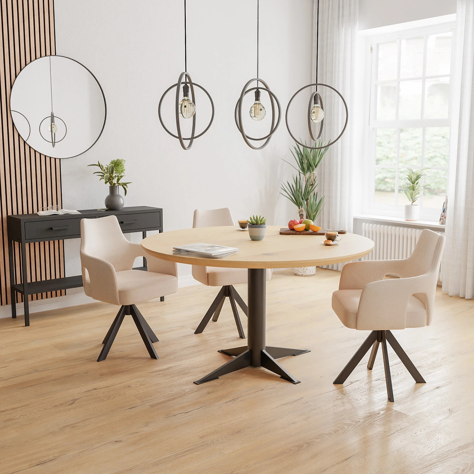 Eettafel Westfield - Rond Eiken Nature White (140cm)