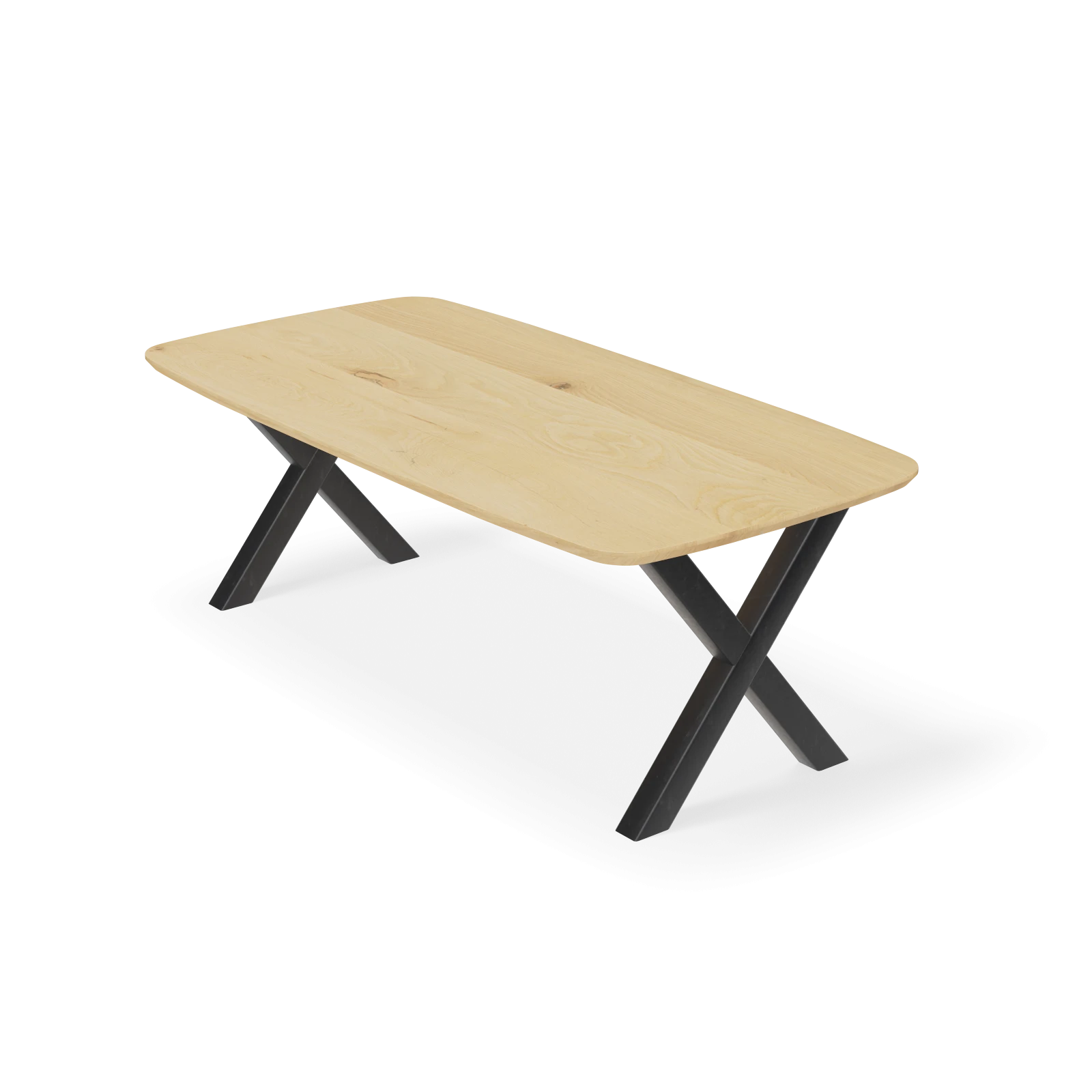 Eettafel X Poot(8x8cm) - Deens Ovaal Eiken Nature White (220x110cm)