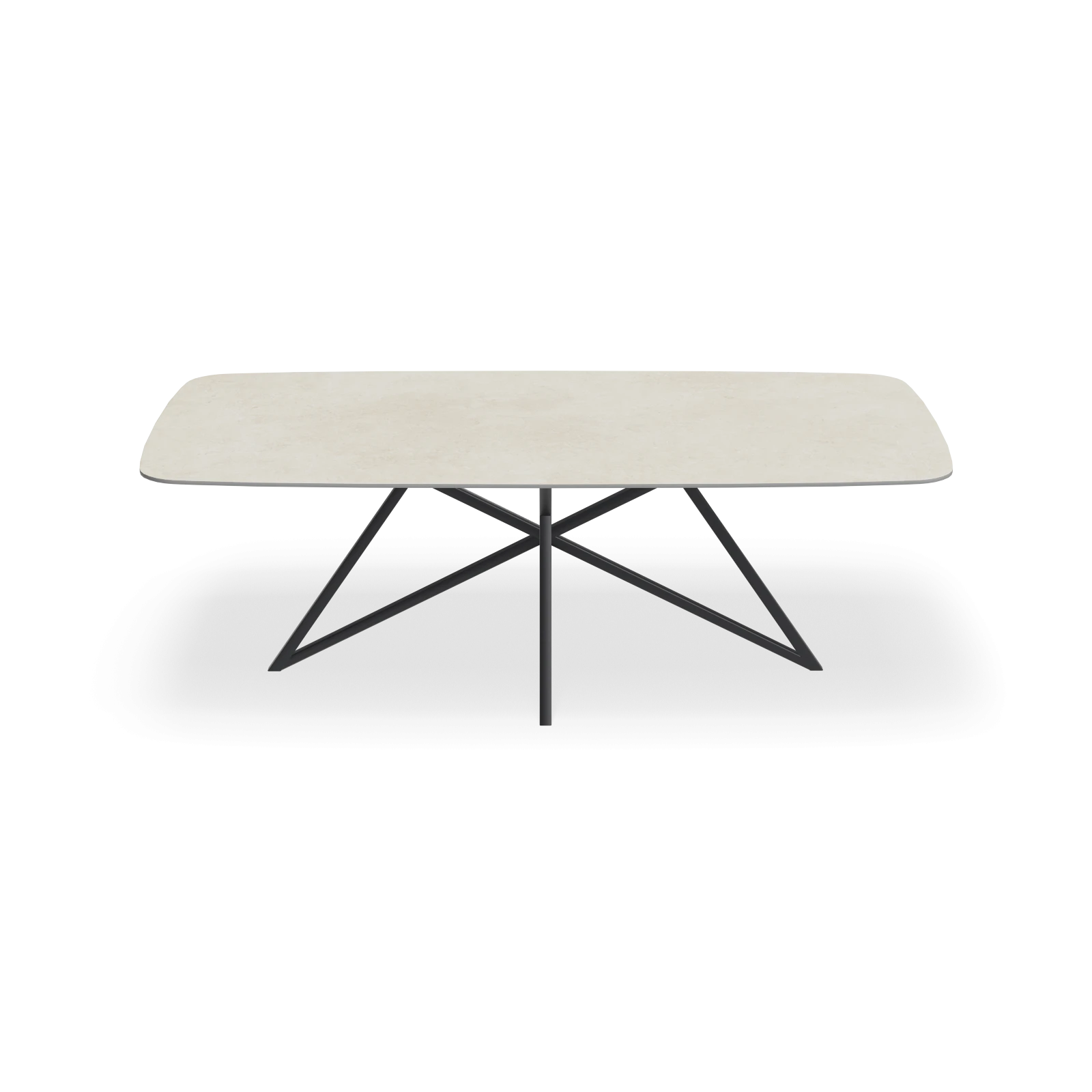 Eettafel Crosse - Deens Ovaal Keramiek Limestone Ivory Satin (220x110cm)